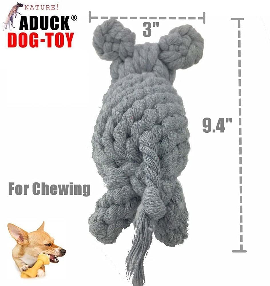 ADUCK Pet Puppy Dog Cotton Rope Chew Toys for Teeth Cleaning - Elephant & Giraffe Design - Durable Puppy Teething Toys for Small & Medium Dogs - Perfect for Indoor Play & Dental Health Care