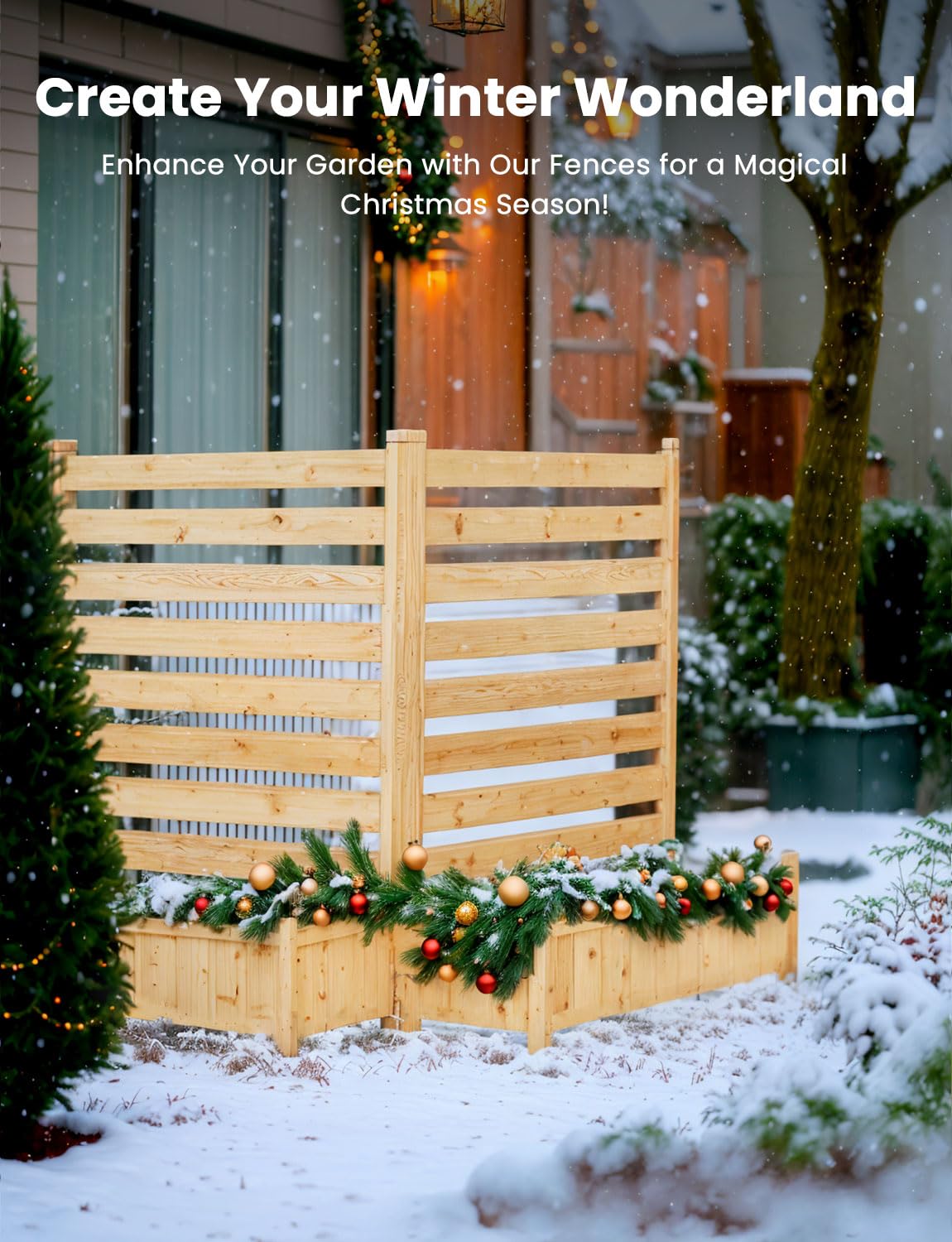 Wood Privacy Screen Fence Panels - No Dig AC Unit Cover with Planter Box | Pool Equipment Enclosure & Outdoor Trash Can Hider | Durable Backyard Privacy Solution for Patio, Deck & Garden Areas
