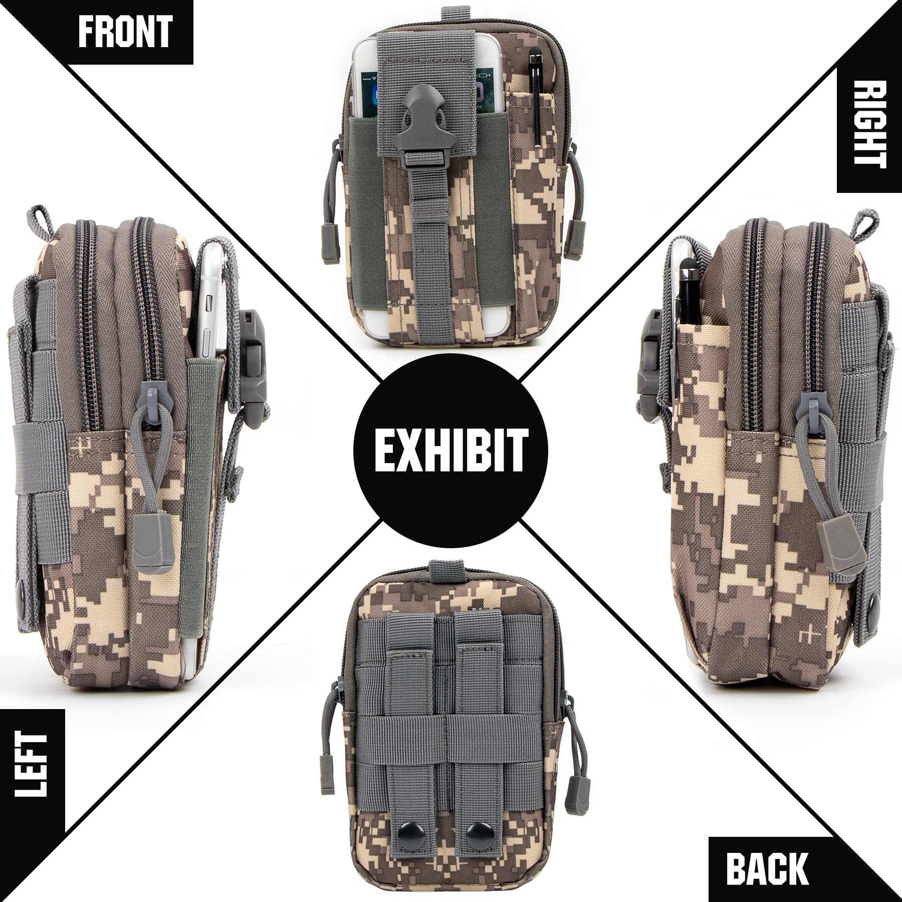 IronSeals Tactical MOLLE Pouch - Compact Utility Waist Bag & Phone Holster for iPhone 15 Pro Max/15 Pro/14 Plus/14 Pro Max/14/13 Pro Max/13 Pro/12 Pro Max/11 Pro Max (4.7