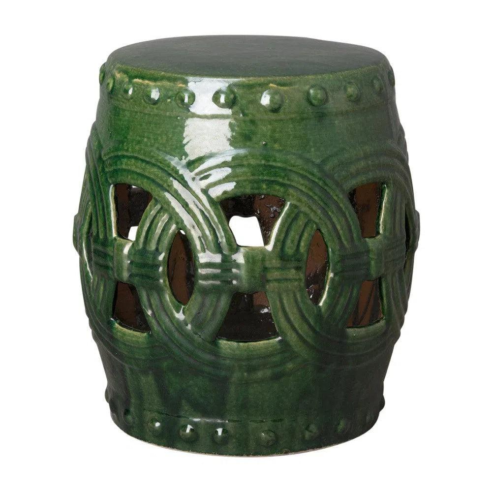 19 Inch Eternity Ceramic Outdoor Garden Stool - Weather-Resistant Decorative Seat for Patio, Lawn, Poolside & Backyard Decor