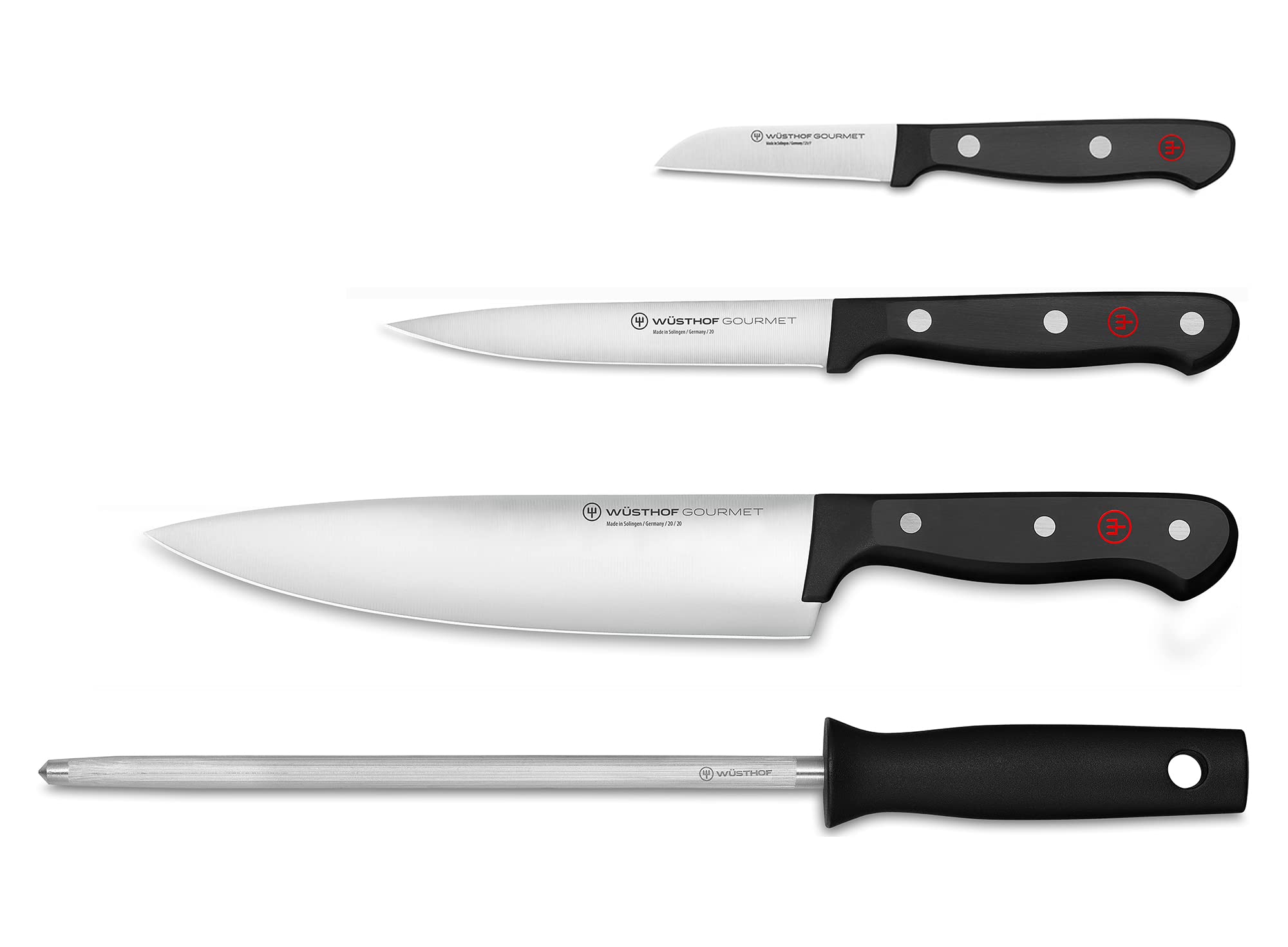 WÜSTHOF Gourmet 4-Piece Chef's Knife Set - Premium German Stainless Steel Kitchen Knives for Professional Cooking & Home Chefs | Perfect for Slicing, Dicing & Food Prep