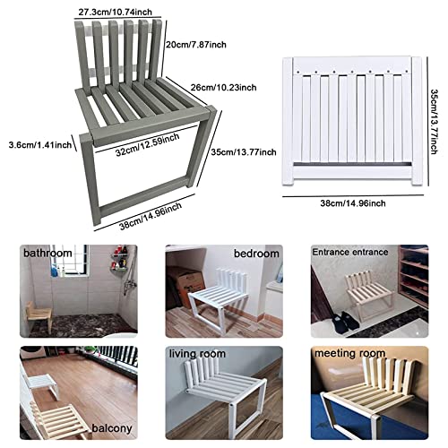 Solid Wood Wall-Mounted Folding Shoe Changing Stool - Space-Saving Entryway Bench for Living Room, Bedroom & Hallway - Perfect for Small Spaces & Quick Shoe Changes