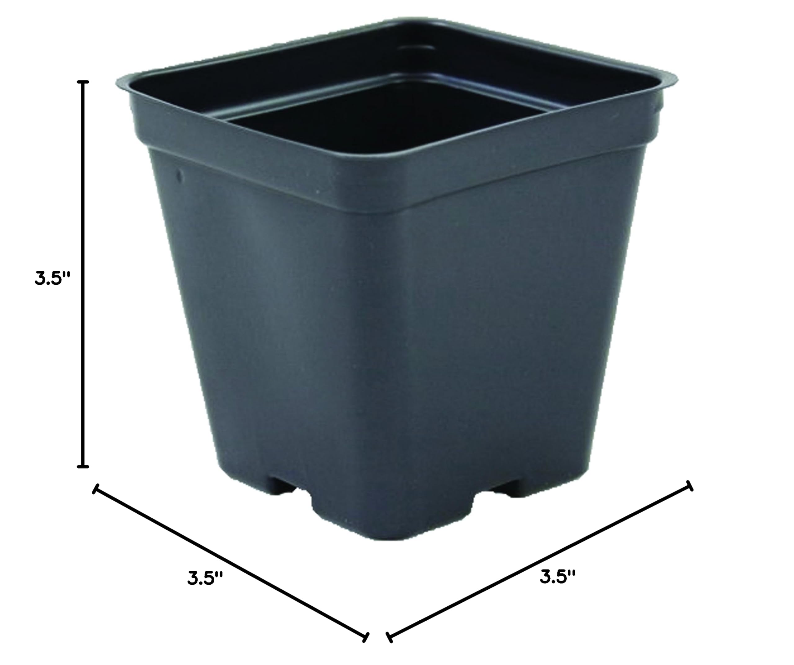 Growers Solution 3.5 Inch Square Black Plastic Deep Greenhouse Pots - Case of 450 - Ideal for Seed Starting, Plant Propagation & Indoor Gardening