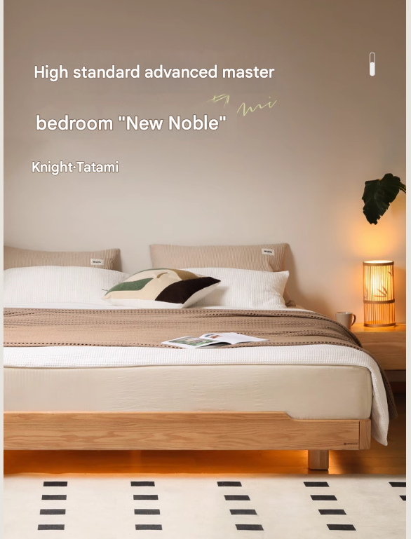 Modern Solid Wood Platform Bed - Oak & Beech Frame, Floating Design with Optional Headboard & LED Lighting - Perfect for Contemporary Bedrooms & Minimalist Home Decor