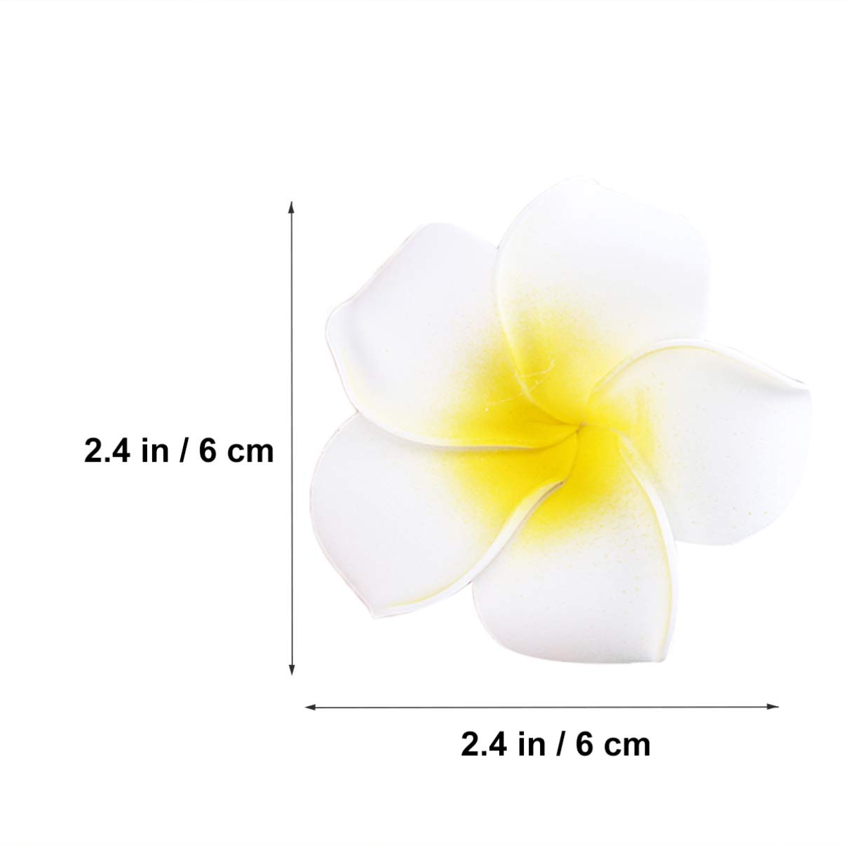 100pcs Artificial Frangipani Flowers - Hawaiian Wedding Leis, Hair Wreaths & Clips - 6cm White Foam DIY Bridal Bouquet Accessories for Beach Weddings, Luau Parties & Tropical Themed Events