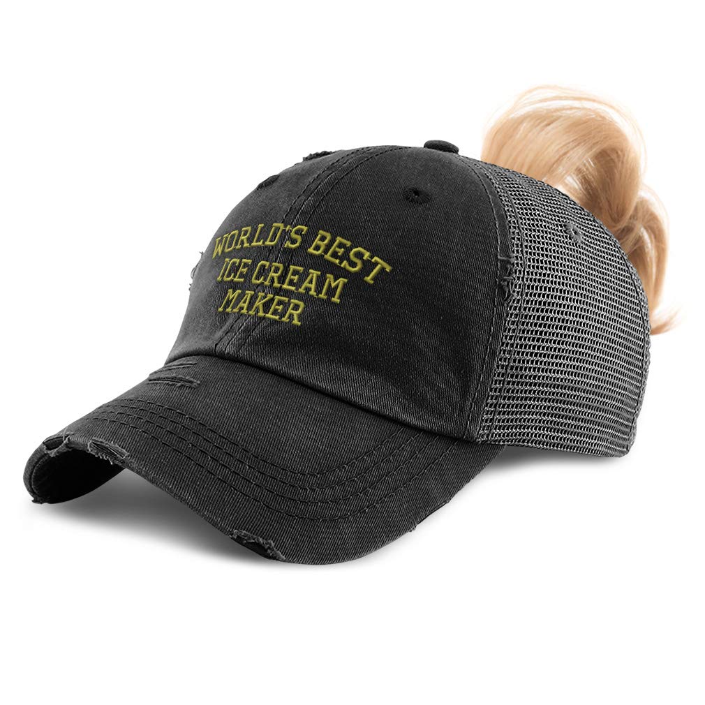 Best Custom Women's Ponytail Cap - Embroidered Cotton Baseball Hat for Running, Gym & Outdoor Activities | Premium Ice Cream Maker Gift Idea