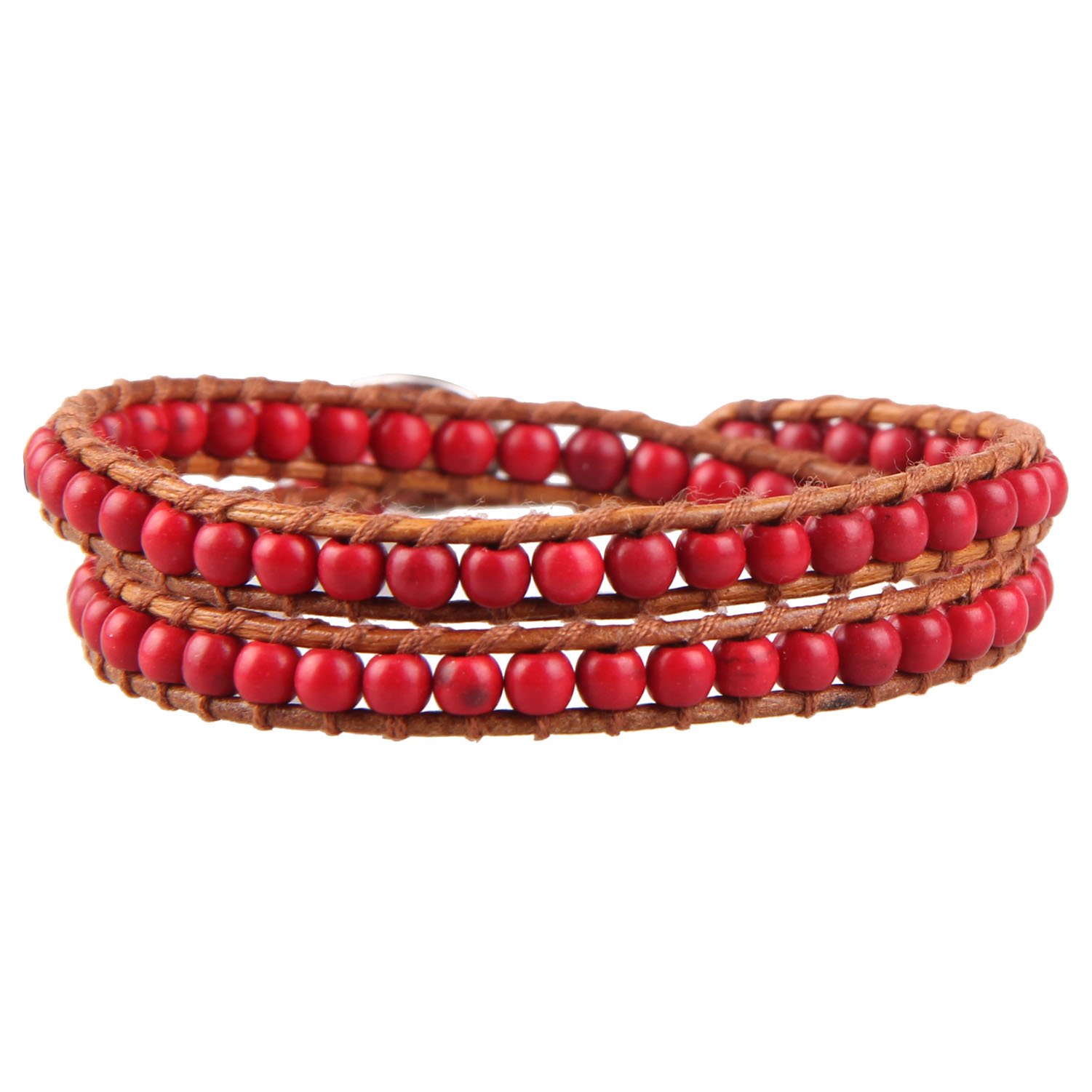 KELITCH Double Wrap Bracelet for Women - Hand-Braided Turquoise Beads Boho Leather Bracelet Bangle - Perfect for Casual Wear, Festivals & Boho Fashion Accessories