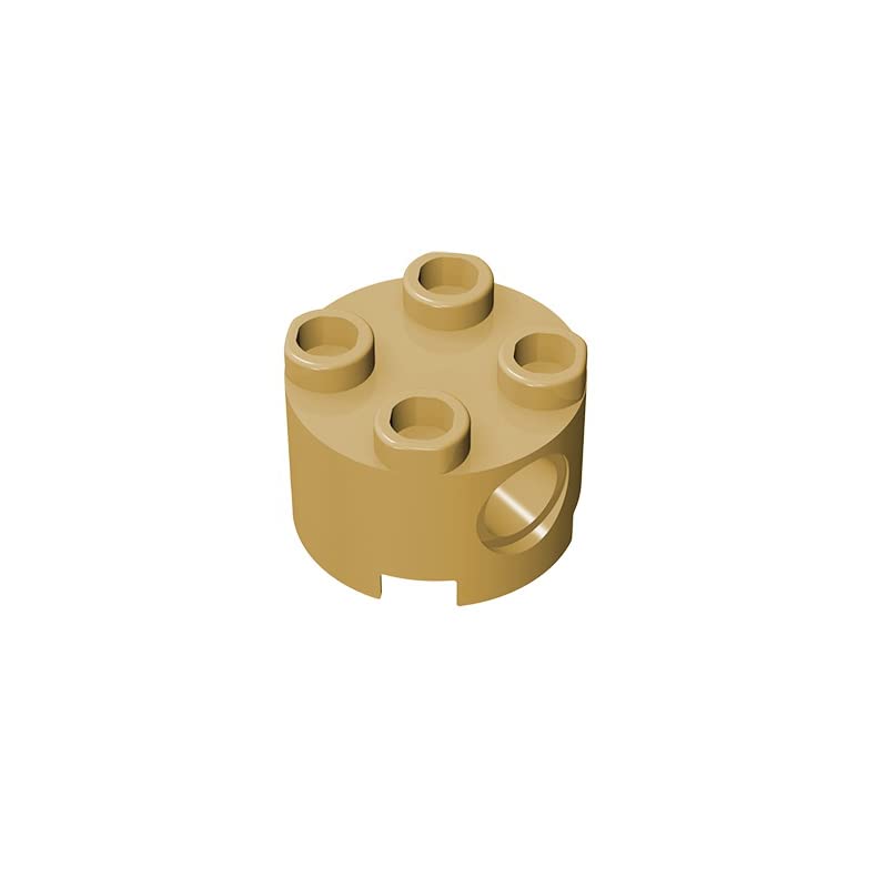 Gobricks GDS-1054 2x2 Round Brick with Pin Holes - Compatible with Lego 17485 & Major Building Block Brands (15PCS, Tan) - Perfect for DIY Projects, MOC Creations & Technical Assemblies