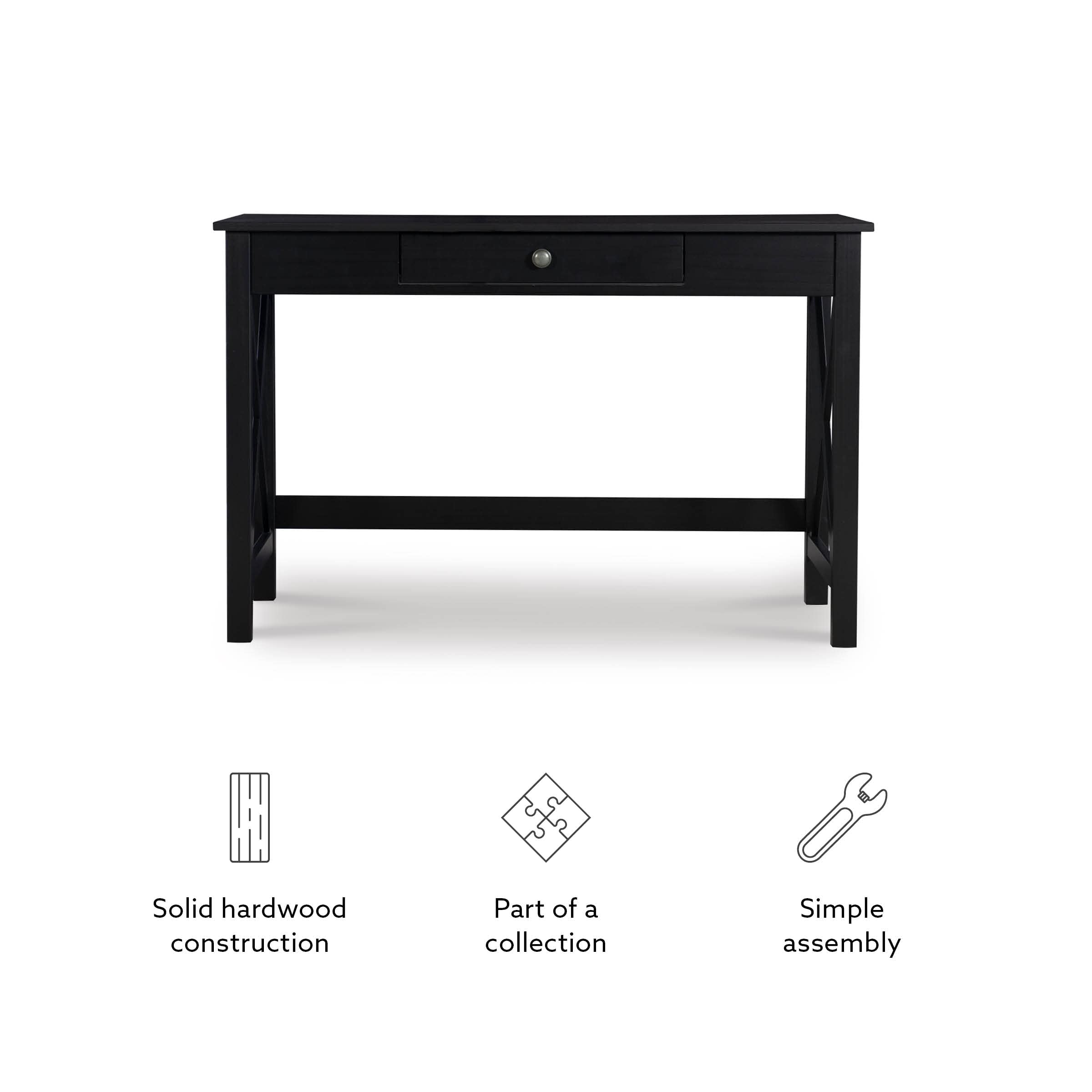 Linon Home Decor Nelson Laptop Desk - Black Modern Writing Desk for Home Office, Study & Workspace - Perfect for Small Spaces, Dorm Rooms & Bedside Use