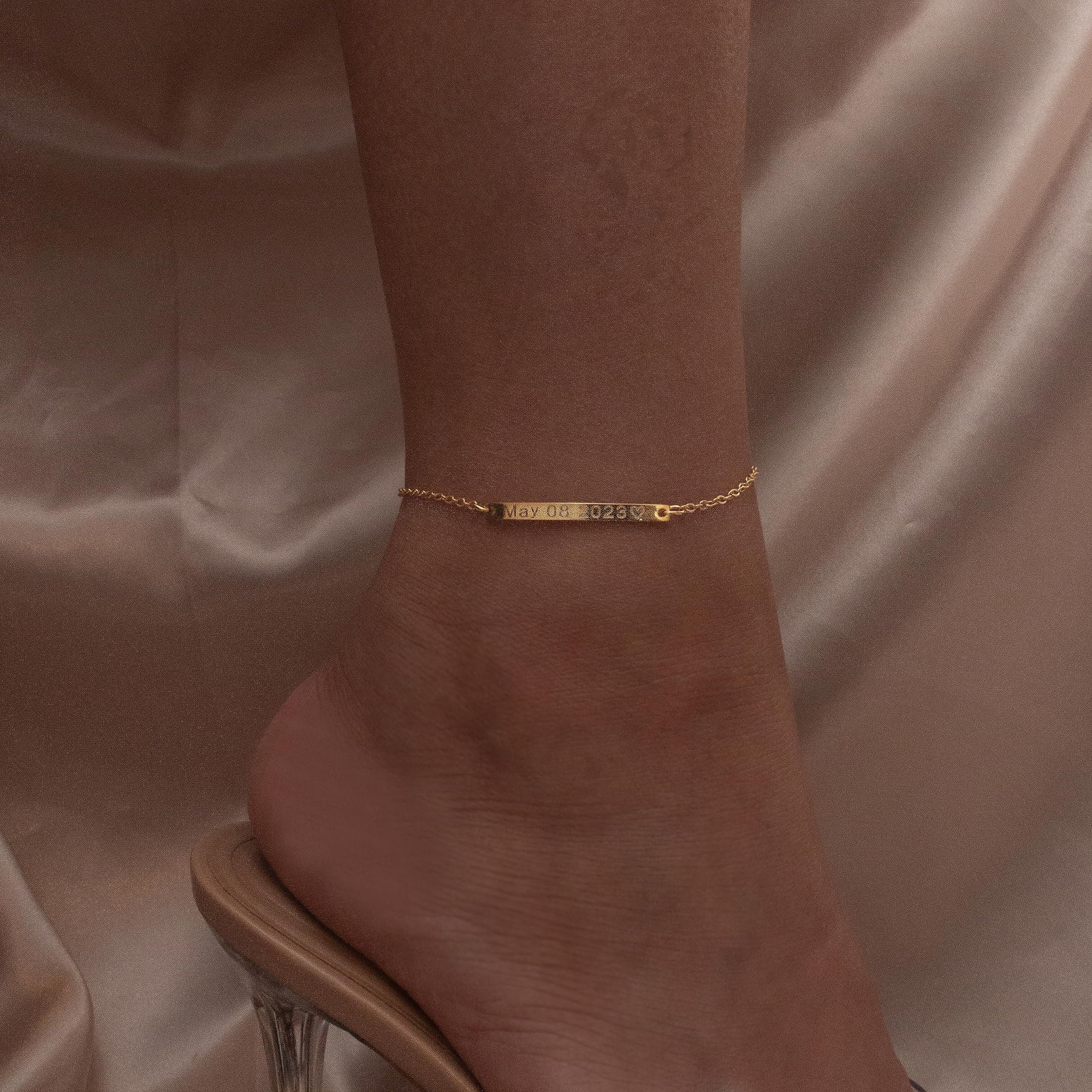 Personalized Engraved Name Bar Anklet - Customizable Sterling Silver or Gold Plated Ankle Bracelet for Women - Perfect Gift for Anniversary, Birthday, or Beach Vacation Jewelry