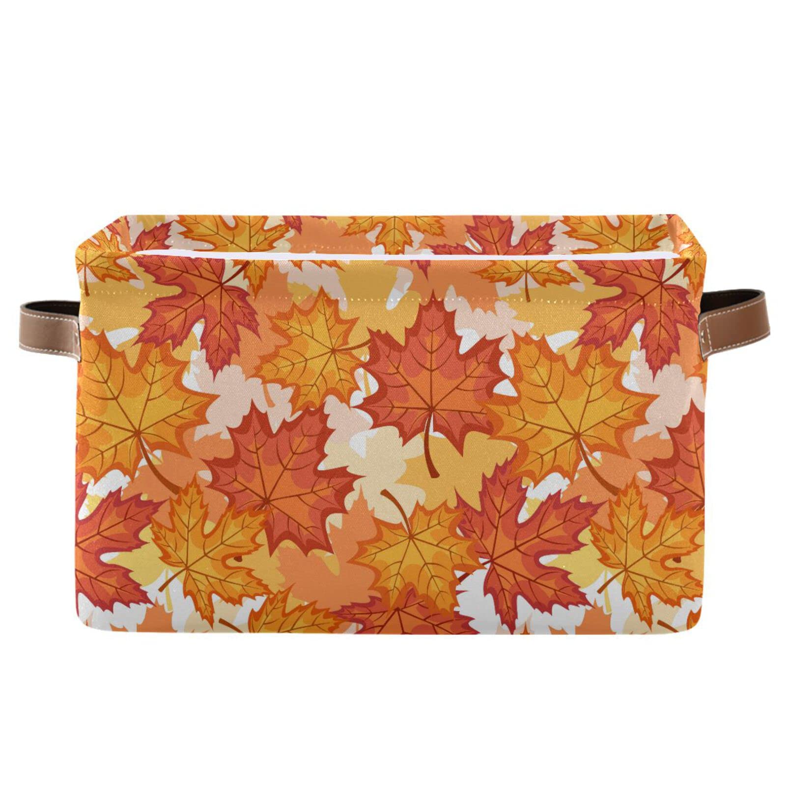 Senya Thanksgiving Basket - Foldable Fabric Collapsible Storage Bin with Autumn Maple Leaf Design | Home Organization for Seasonal Decor, Blankets & Toys | Perfect for Fall Decorations & Holiday Storage