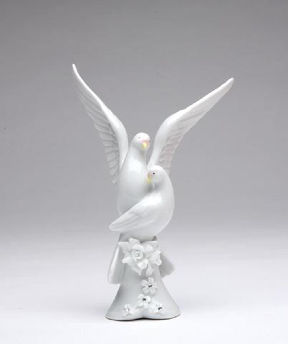 5.25 Inch Rose Flower with Dove Design Decorative Figurine - Elegant Home Decor for Living Room, Wedding Centerpiece, Gift Idea