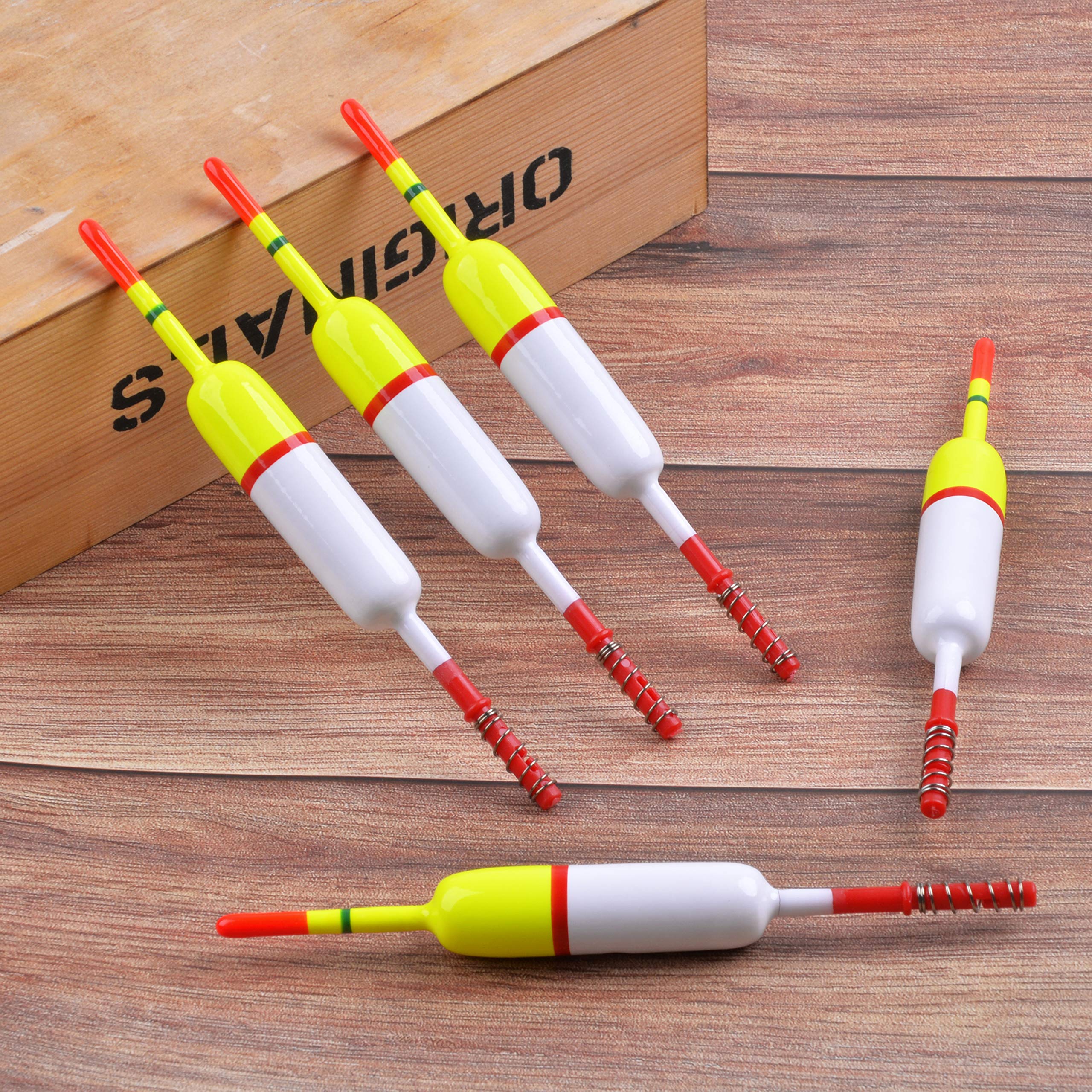 OROOTL Wood Slip Bobbers for Fishing - 10 Pack Balsa Floats & Spring Slip Bobbers - Crappie, Catfish, Panfish, Walleye Fishing Tackle Accessories - Perfect for Freshwater & Ice Fishing Scenarios
