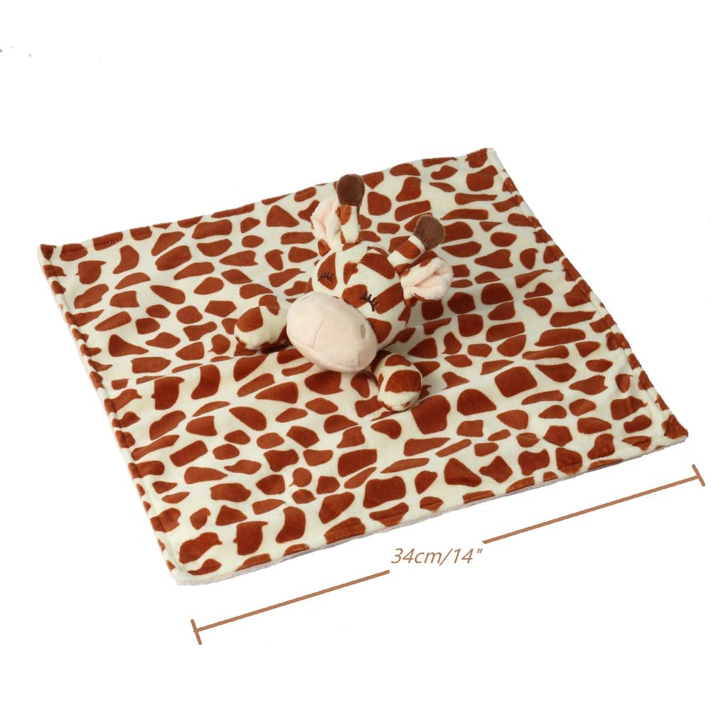 CREVENT Soft Plush Animal Face Security Blankets for Babies & Toddlers - Cute Brown Giraffe Comfort Blanket for Boys & Girls | Perfect Baby Shower Gift & Newborn Essentials for Sleep, Travel & Nursery Decor