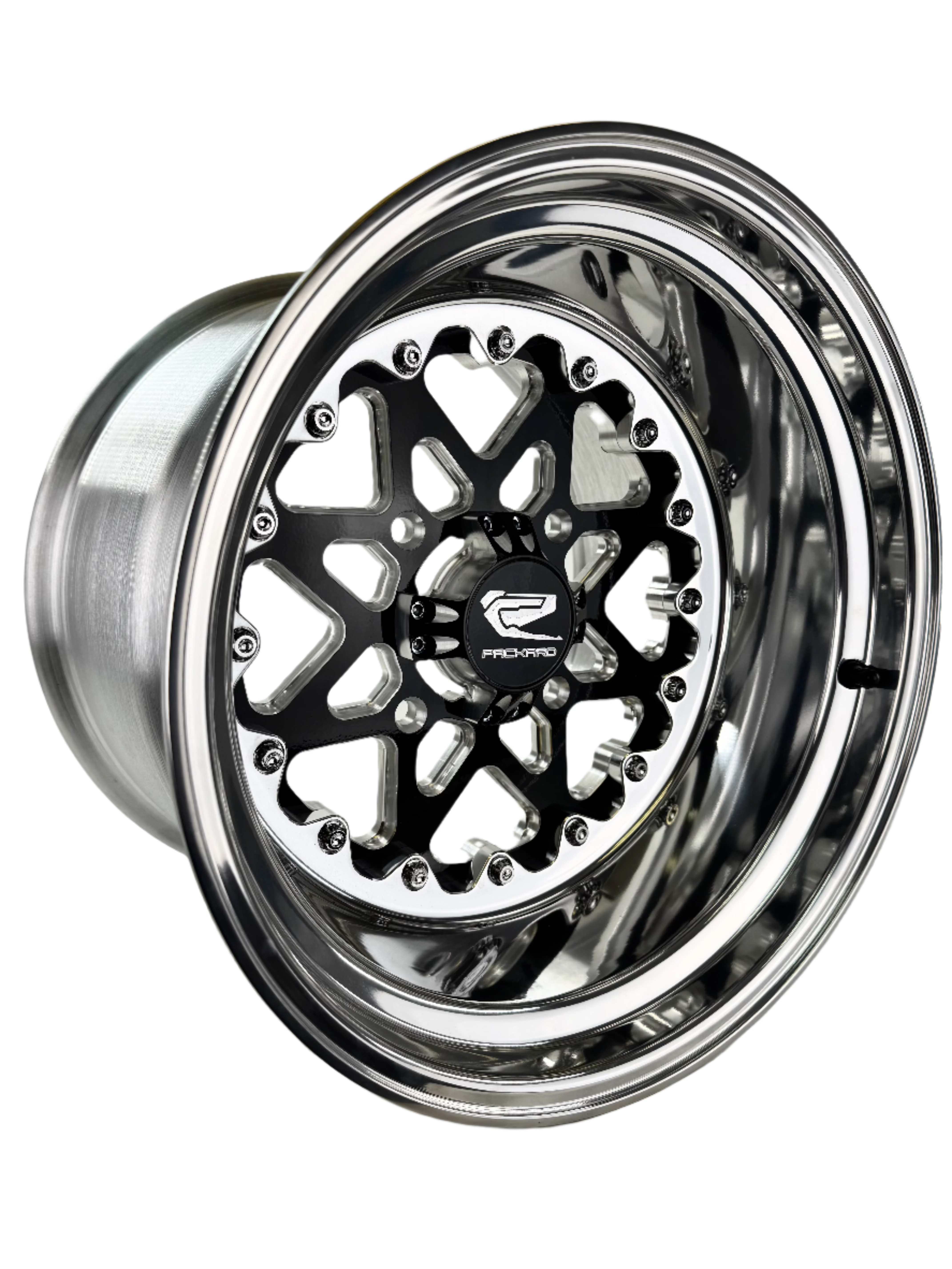 V2 FF Forged Polished Gloss Black Wheels - Premium Alloy Rims for Cars, Trucks & SUVs - High-Performance Automotive Accessories for Racing, Off-Road & Street Driving