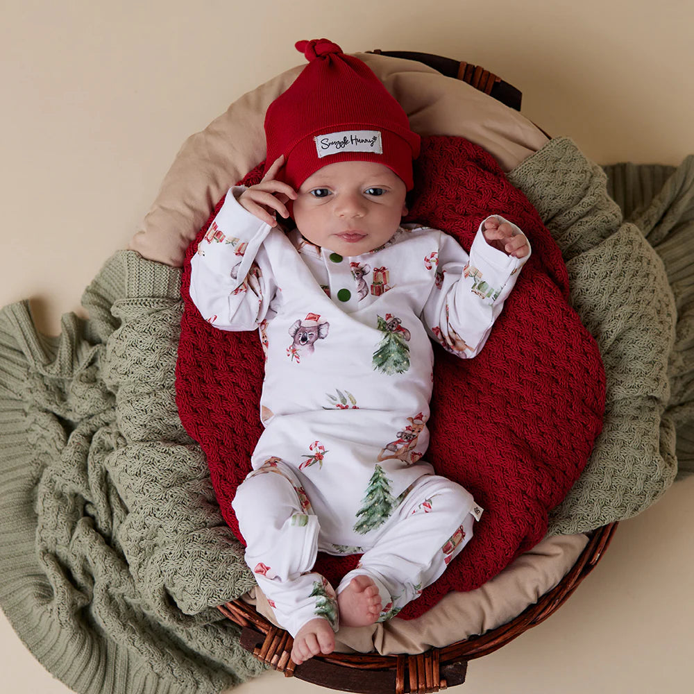 Snuggle Hunny Christmas Organic Baby Growsuit | Kangas & Koalas | Soft Holiday Pajamas for Infants & Toddlers | Perfect for Christmas Morning & Family Photos