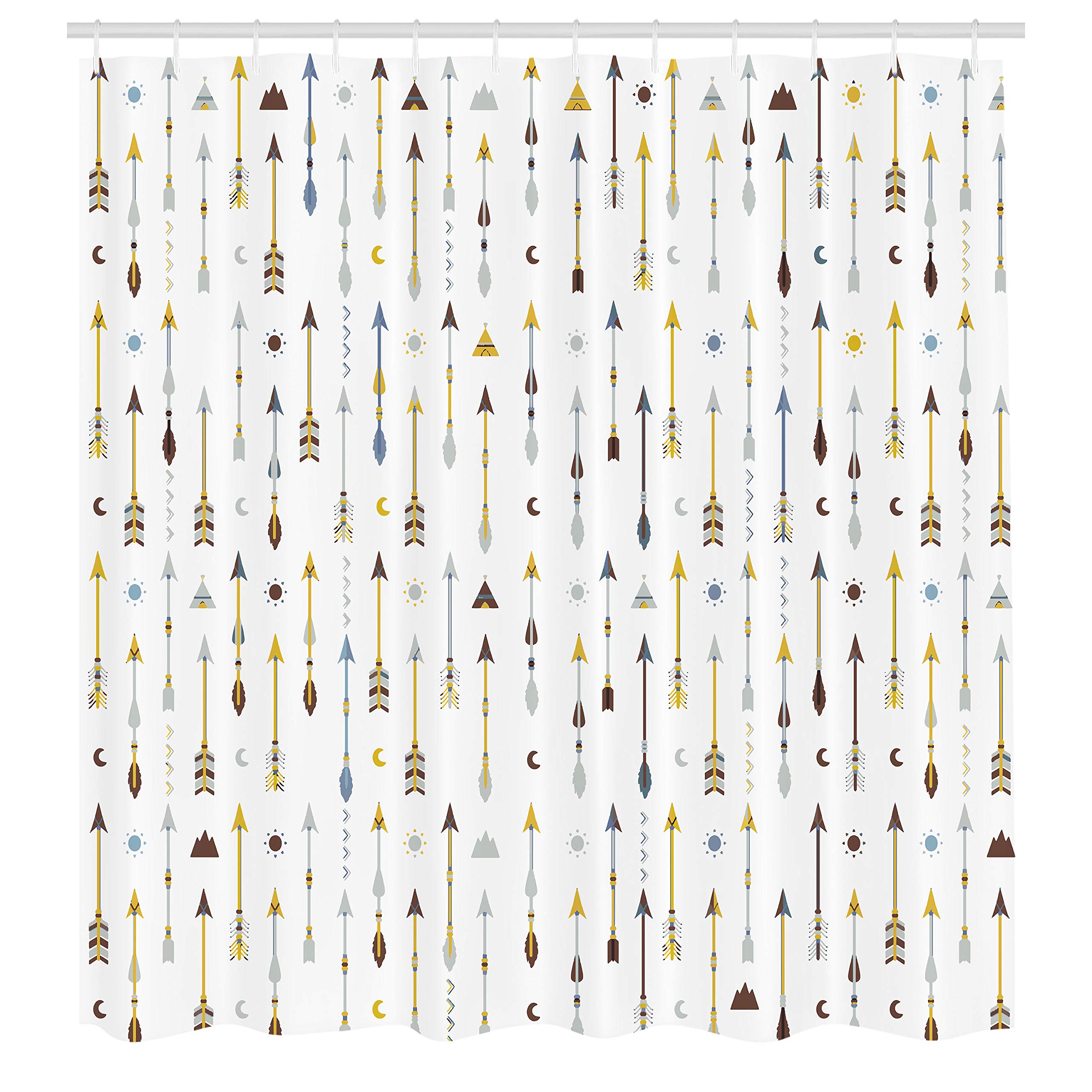 Ambesonne Arrow Shower Curtain - Modern Tribal Indigenous Artwork Design, Traditional Tools Inspired Bathroom Decor Set with Hooks, 69