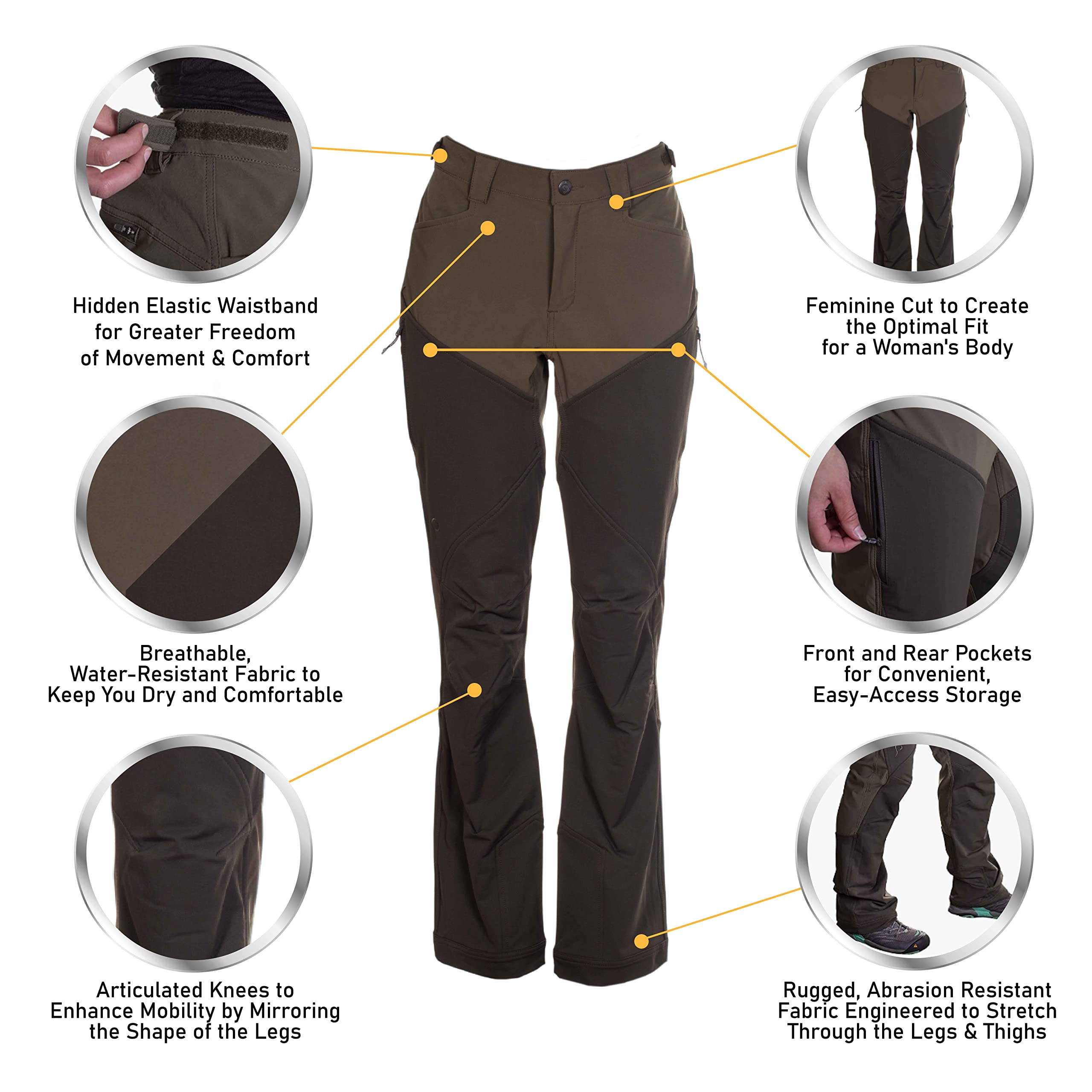 Pradlann Field Pants for Women - Lightweight Waterproof Hunting Pants with Stretch Fabric & Multiple Pockets - Perfect for Outdoor Adventures, Hiking, and Camping