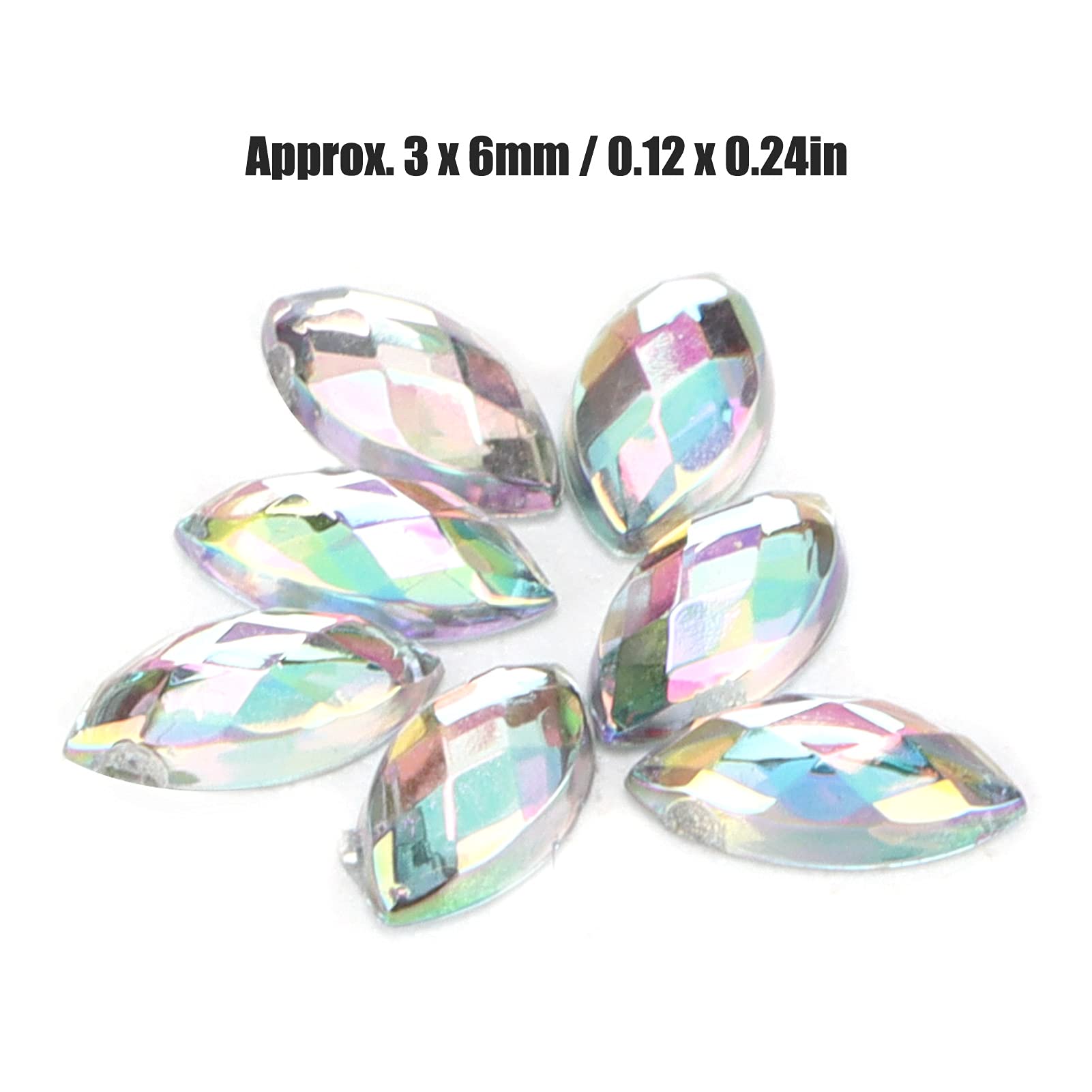 1000Pcs White Horse Eye Rhinestones - Flatback Faceted Glass Crystals for DIY Crafts, Jewelry Making, Costume Design & Nail Art Decoration