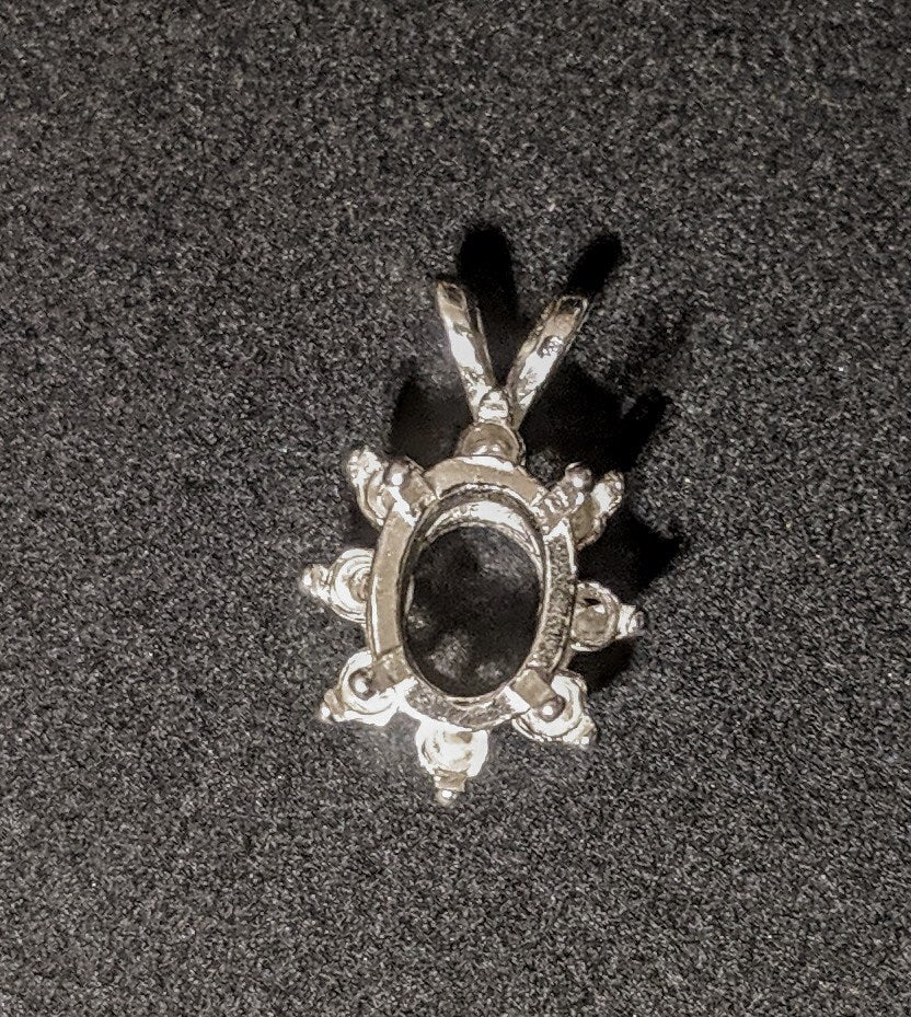 Solid Sterling Silver or 14kt Gold 5x3mm & 10x8mm Oval Cluster Pendant Setting with Accent - Handcrafted in USA | Perfect for Necklaces, Jewelry Making & Gift Giving