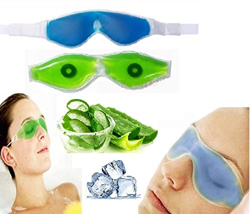 Aloe Vera Cooling Eye Mask & Blue Gel Mask Set - Soothing Relief for Puffy Eyes, Dark Circles & Stress - Perfect for Relaxation, Deep Sleep & Skincare Routine (1 Aloe Mask + 1 Blue Gel Mask)