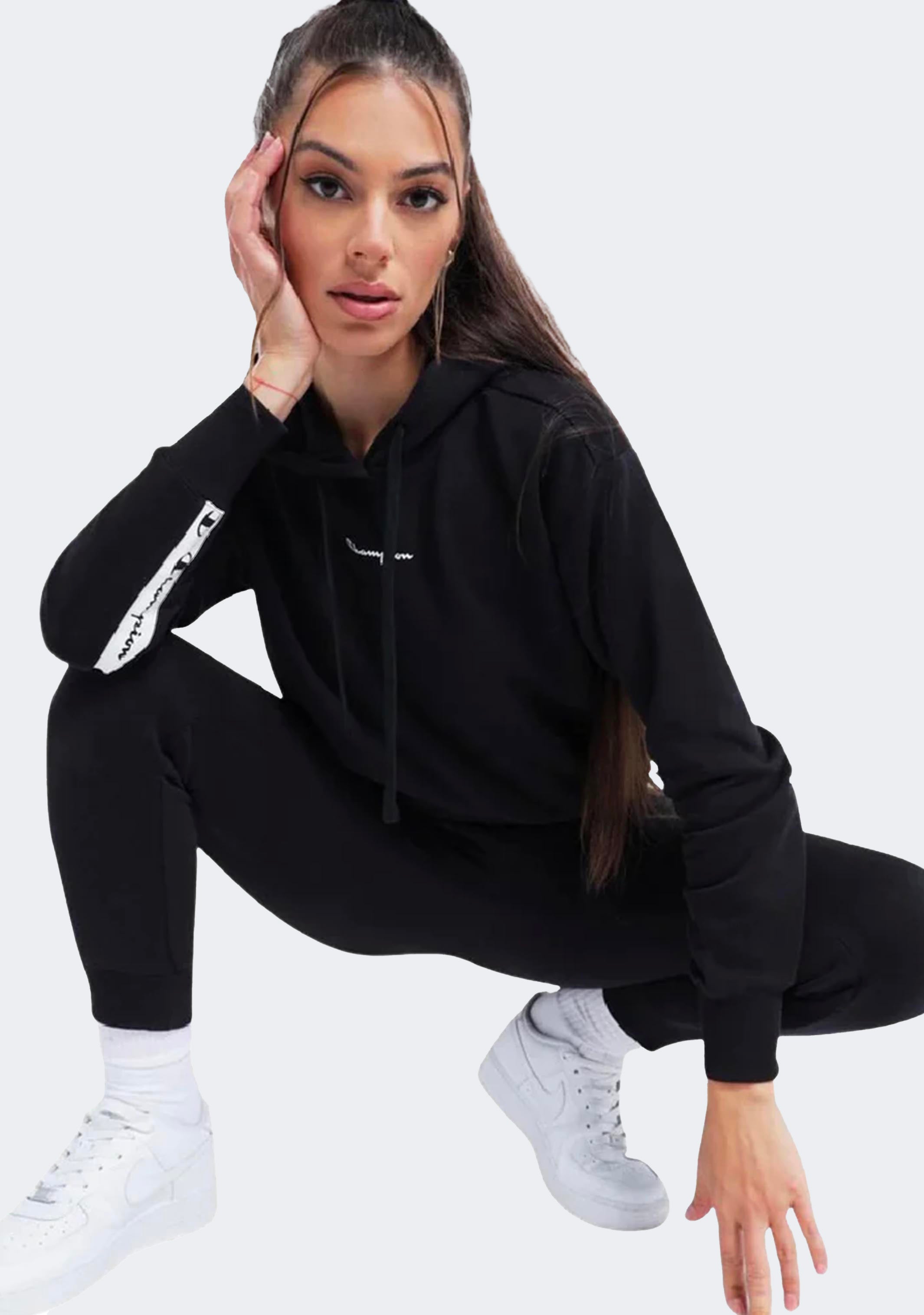 Champion Women's Rochester Tape Hoodie - Soft Fleece Pullover Sweatshirt for Casual Wear, Gym & Lounge | Trendy Streetwear Fashion
