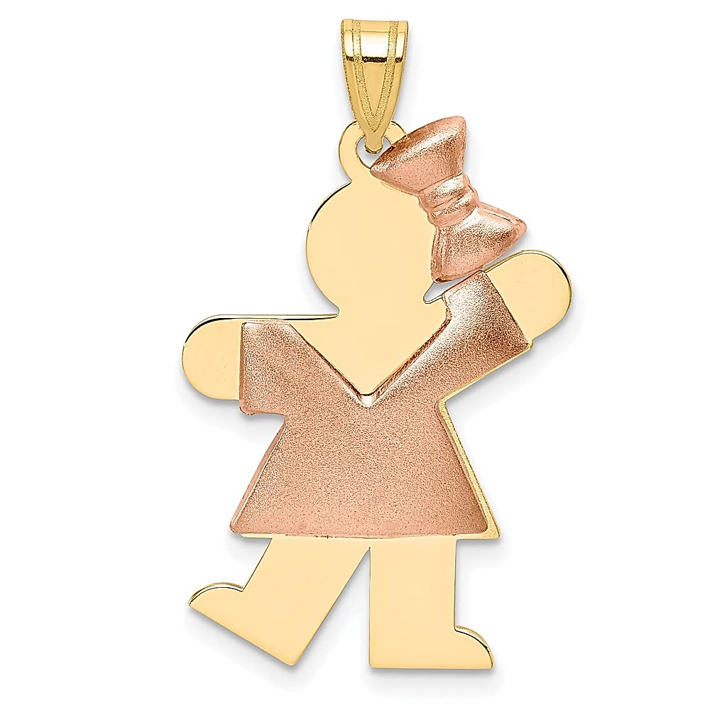 14K Two-Tone Yellow Gold Engravable Bow Charm Necklace for Women - Elegant Baby Girl Jewelry, Perfect Gift for Her - Ideal for Birthdays, Anniversaries & Special Occasions