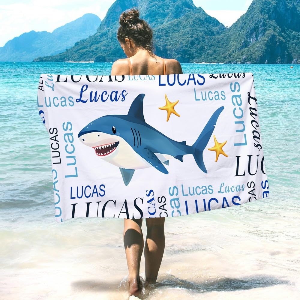 **Personalized Beach Towels for Kids & Adults - Custom Name & Monogram, Quick Dry Microfiber Travel Towel (30x60 Inch) - Perfect for Pool, Beach, Vacation & Outdoor Activities**