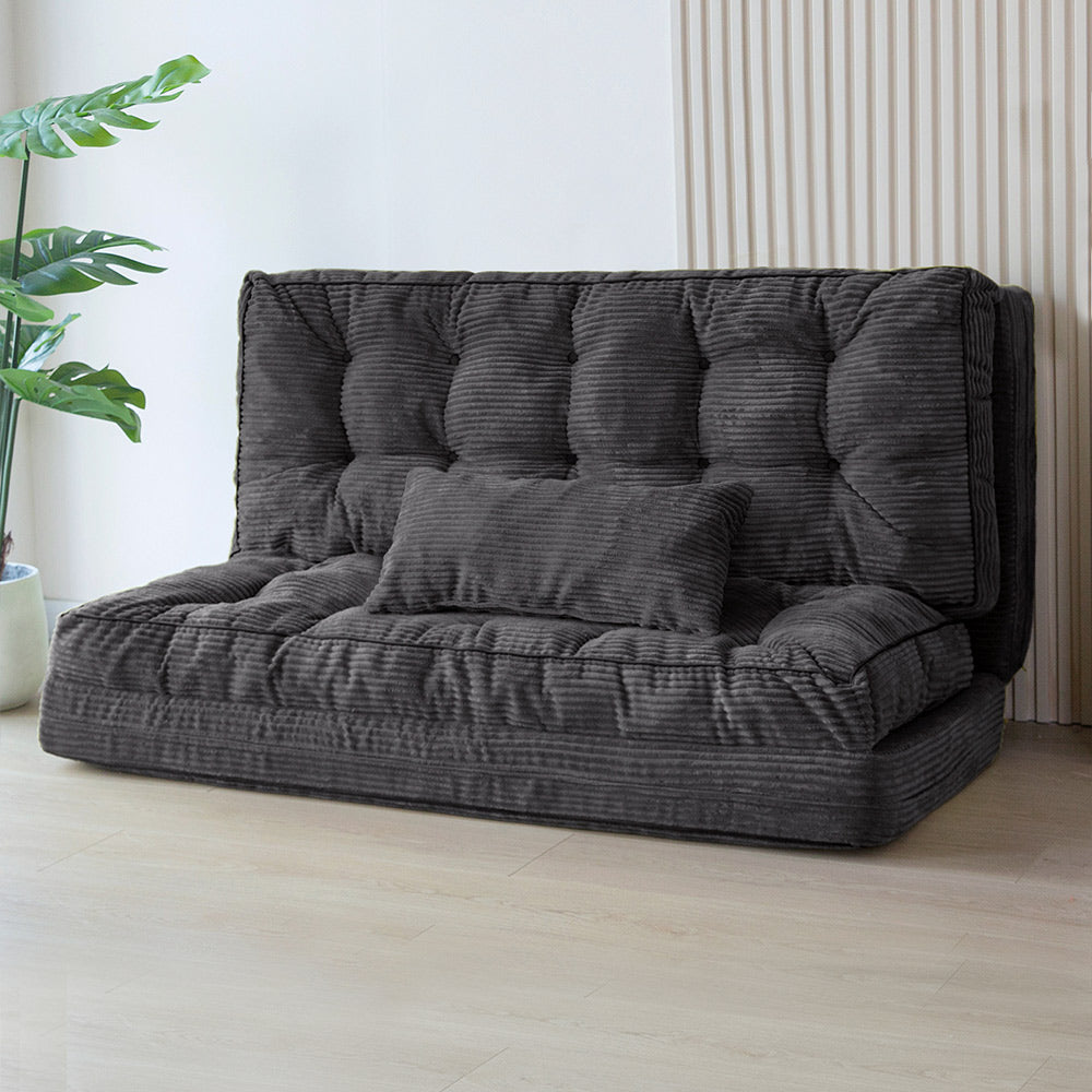 MAXYOYO Tufted Bean Bag Sofa Bed - Foldable Floor Couch with Pillows in Green | Comfortable Lounge Chair for Living Room, Bedroom & Game Room