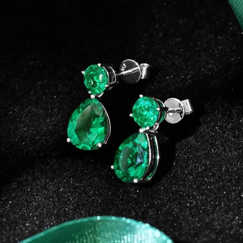 10K Gold Emerald Stud Earrings for Women - Lab Grown 14 Carat Gemstone Jewelry - Perfect Gift for Birthday, Anniversary & Special Occasions