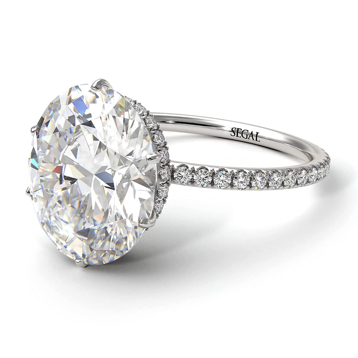 14K-18K White Gold Hidden Halo Oval Moissanite Engagement Ring for Women - Premium Oval Cut Diamond Alternative, Elegant Proposal Ring for Anniversary & Valentine's Day Gifts