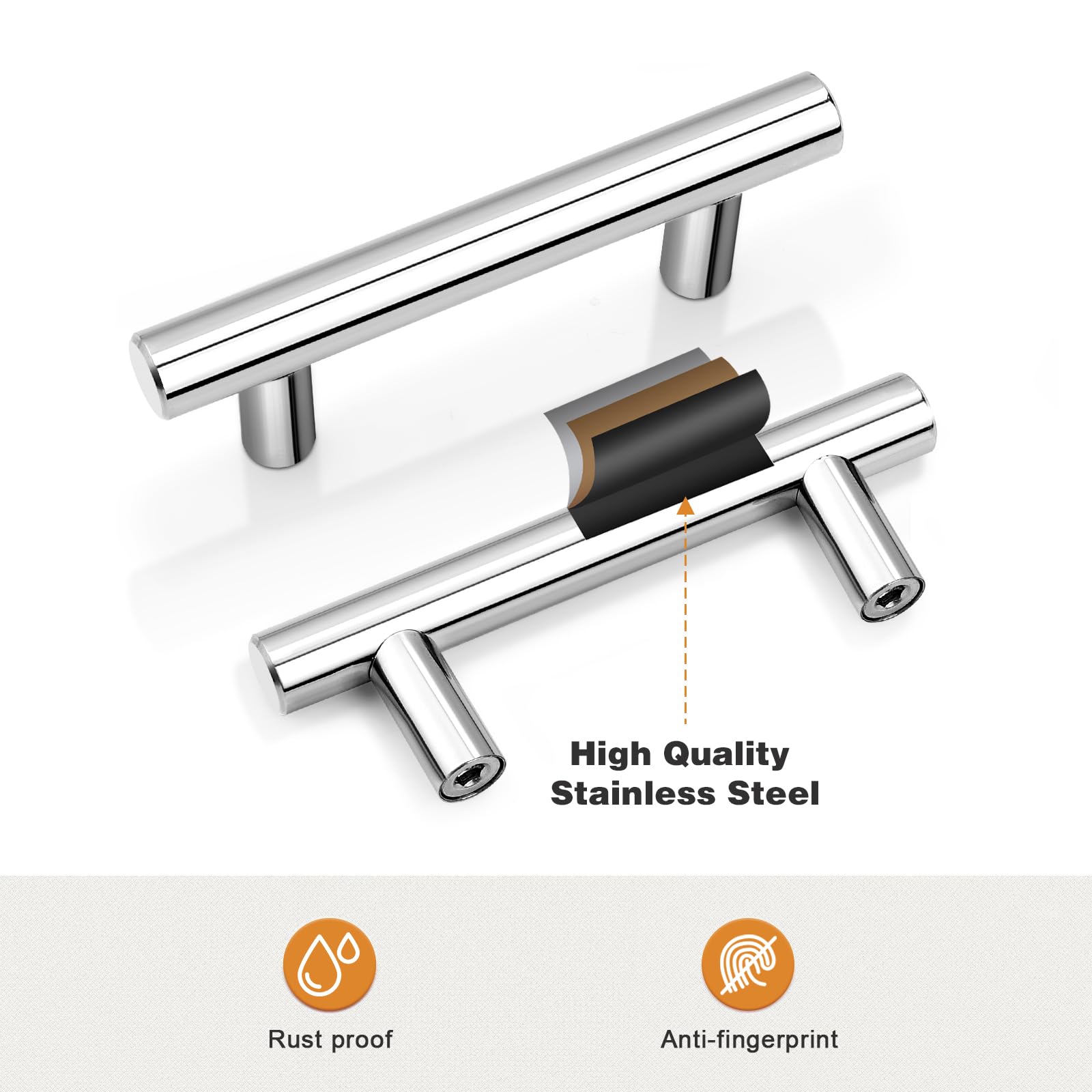 45 Pack Polished Chrome Cabinet Pulls - 2-1/2