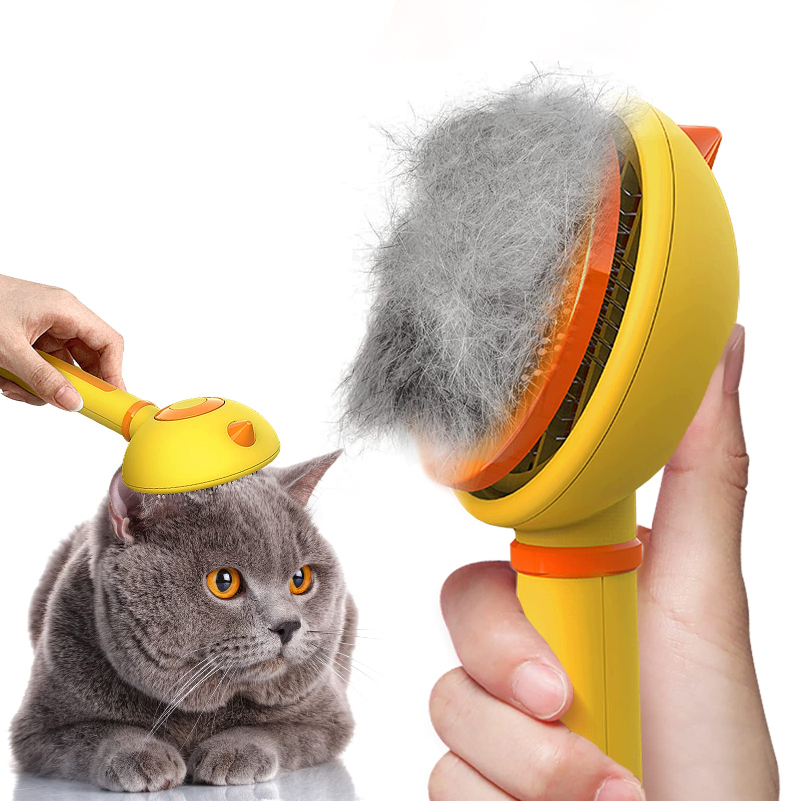 Self-Cleaning Cat & Dog Grooming Brush with Release Button - Gentle Pet Hair Brush for Long/Short Haired Cats & Dogs - Perfect for Shedding Control, Massage & Daily Grooming at Home