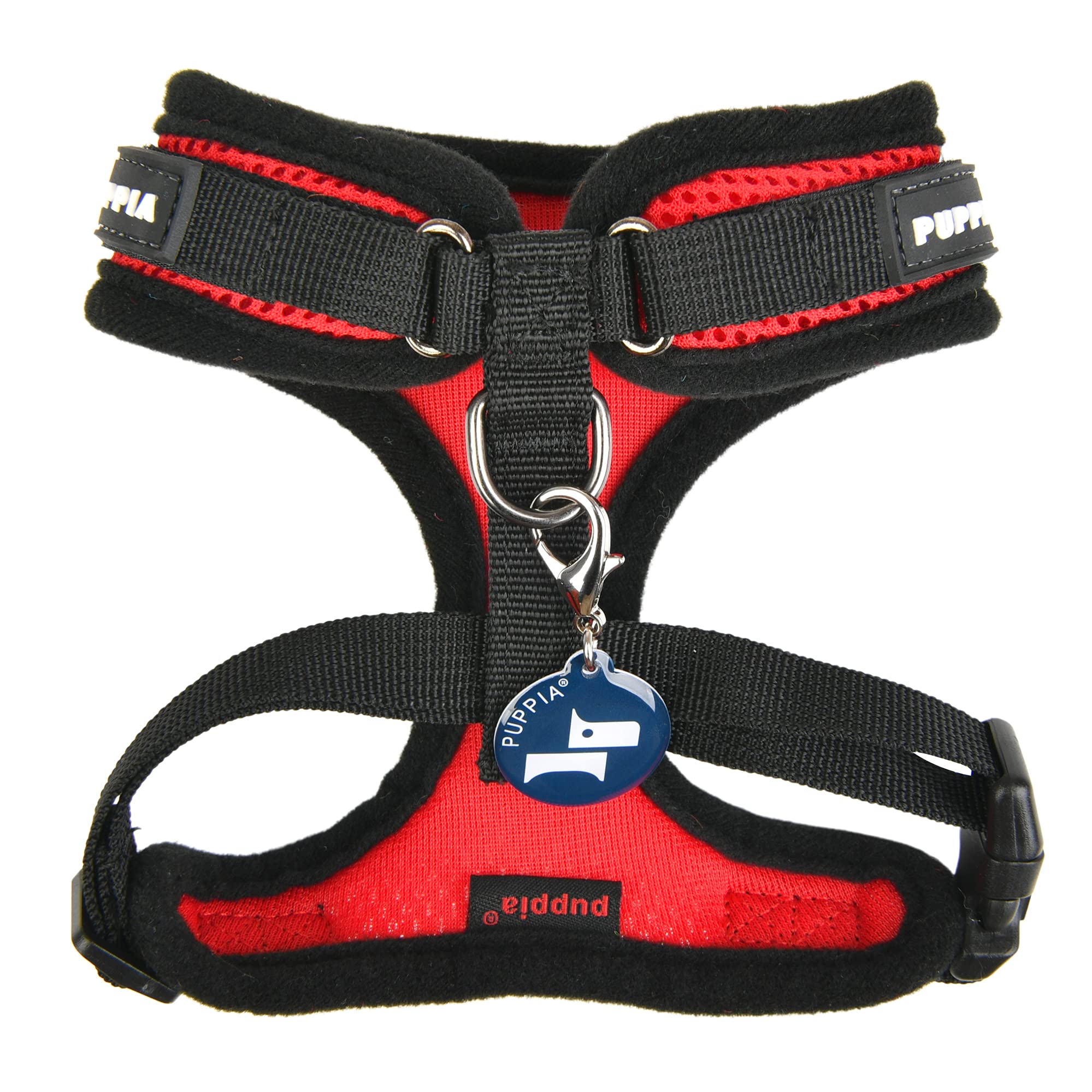 Puppia Soft Superior Dog Harness - Breathable Air Mesh No-Pull No-Choke Adjustable Vest for Small & Medium Dogs - Comfortable Walking & Training - All-Season Use - Red (Size M) - Perfect for Daily Walks, Hiking & Outdoor Adventures