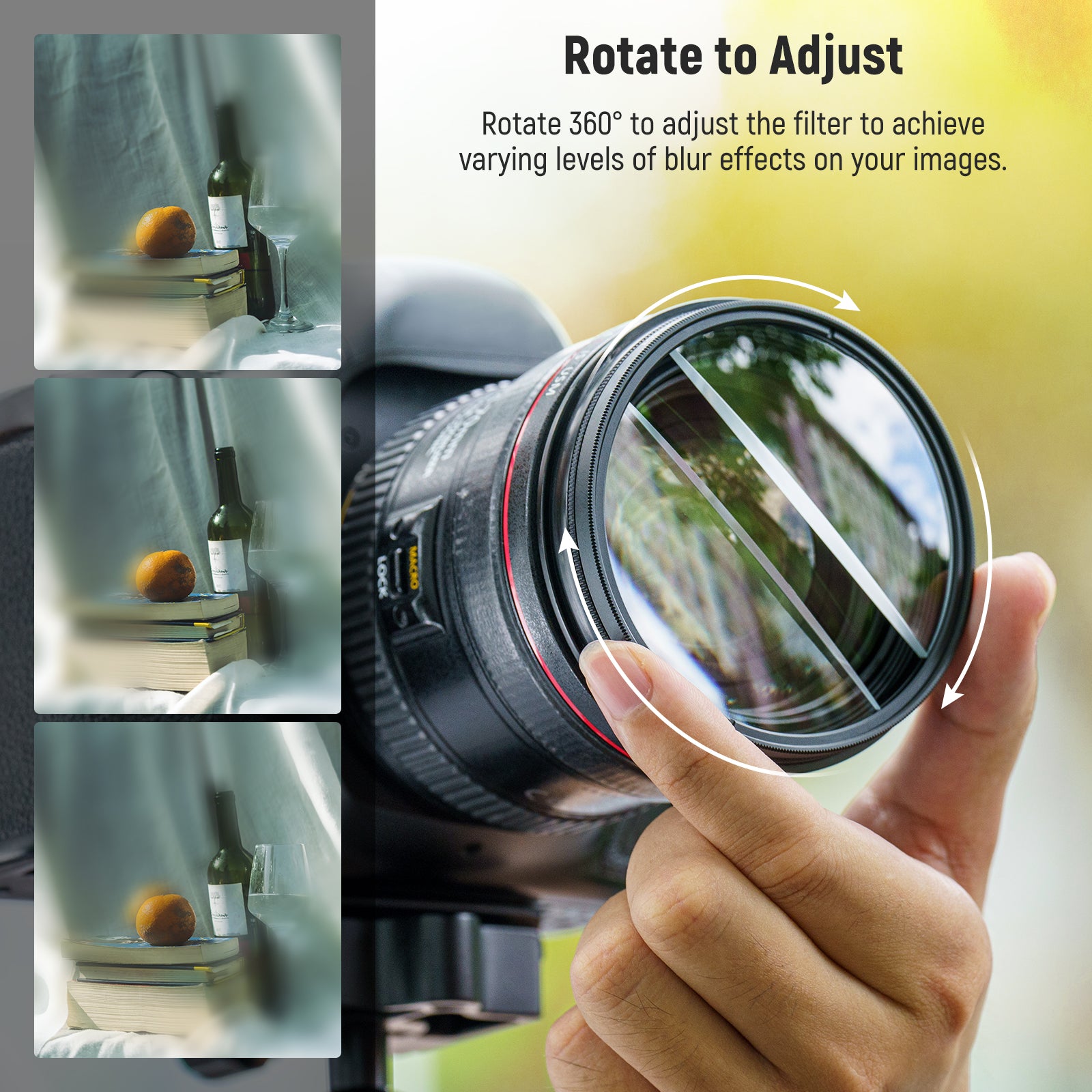 NEEWER Center Field Split Diopter Effect Filter for DSLR Cameras - Create Cinematic Focus Effects for Photography & Filmmaking