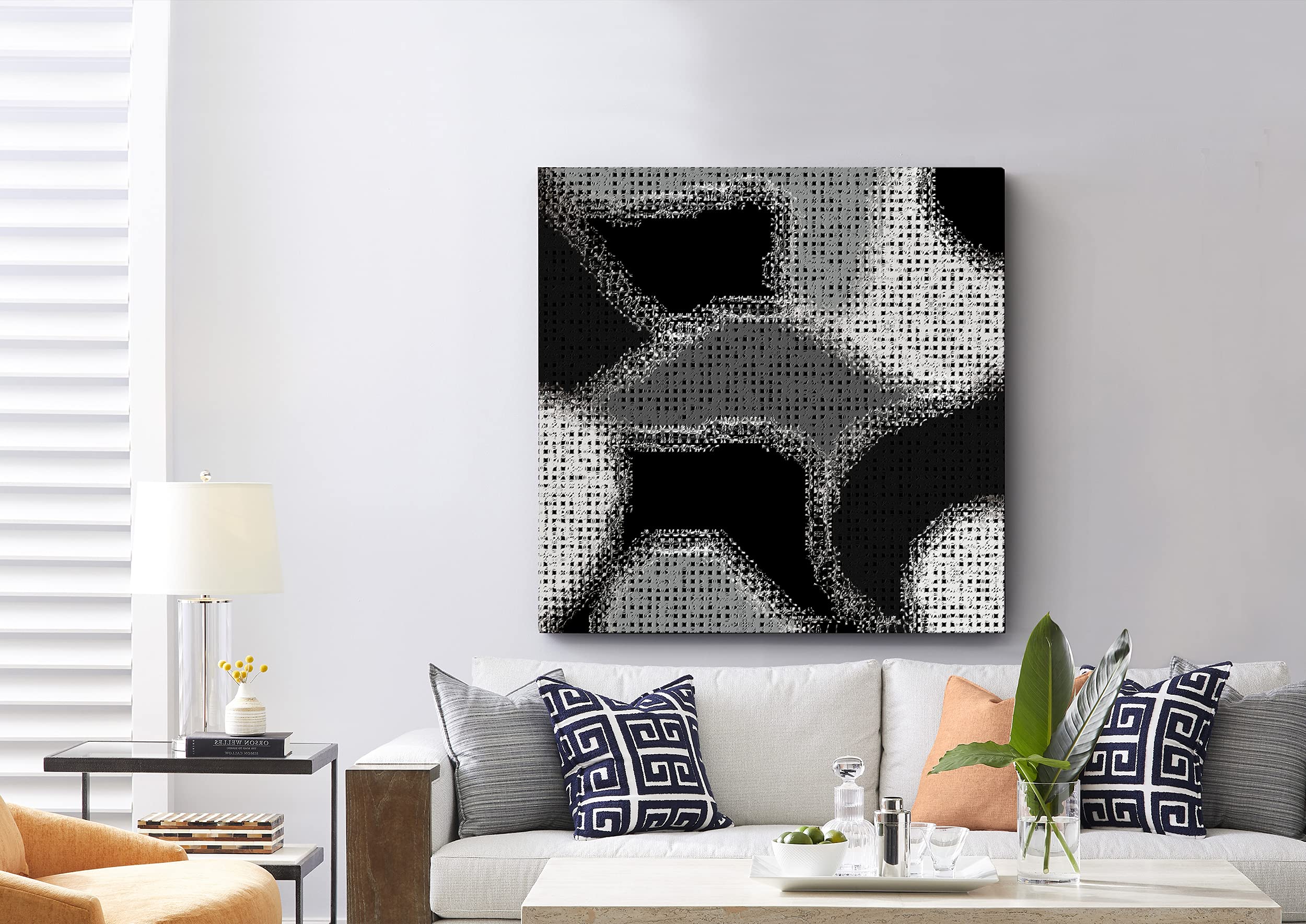 Armen Living Abstract Mosaic 546 Square Wrapped Canvas Wall Art Print 24x24 Inches - Modern Home Decor for Living Room, Bedroom & Office