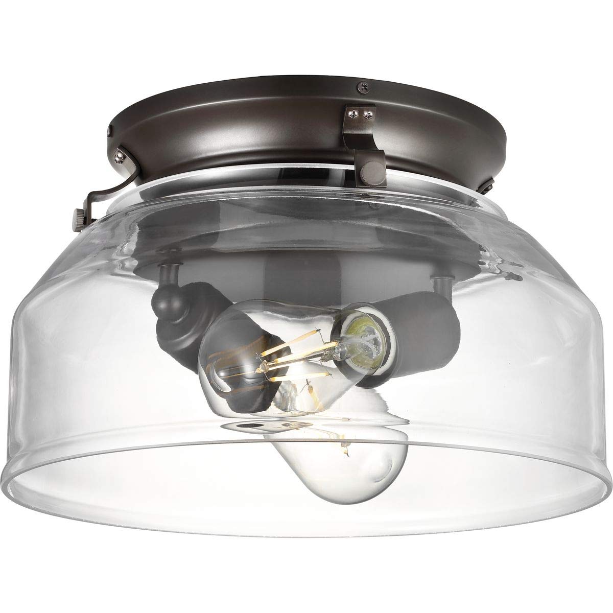Progress Lighting Springer Collection Clear Glass Pendant Light Fixture in Architectural Bronze - 7.5x11.87x11.87 Inches - Perfect for Kitchen Island, Dining Room, and Entryway Lighting