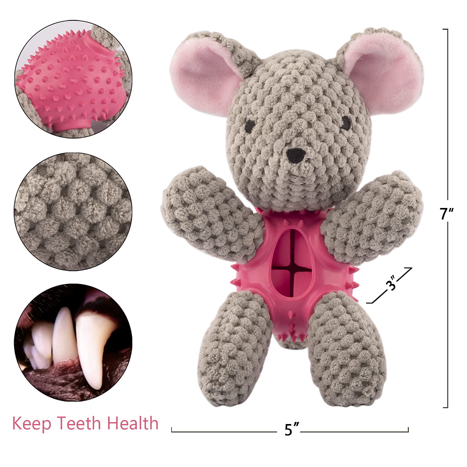 GOOLA Squeaky Dog Toys - Interactive Durable Plush Chew Toys with Squeaker & Crinkle Paper for Puppies & Dogs (Small, Medium, Large) | Natural Rubber Puzzle Food Dispenser Toy | Perfect for Playtime, Training & Teething Relief