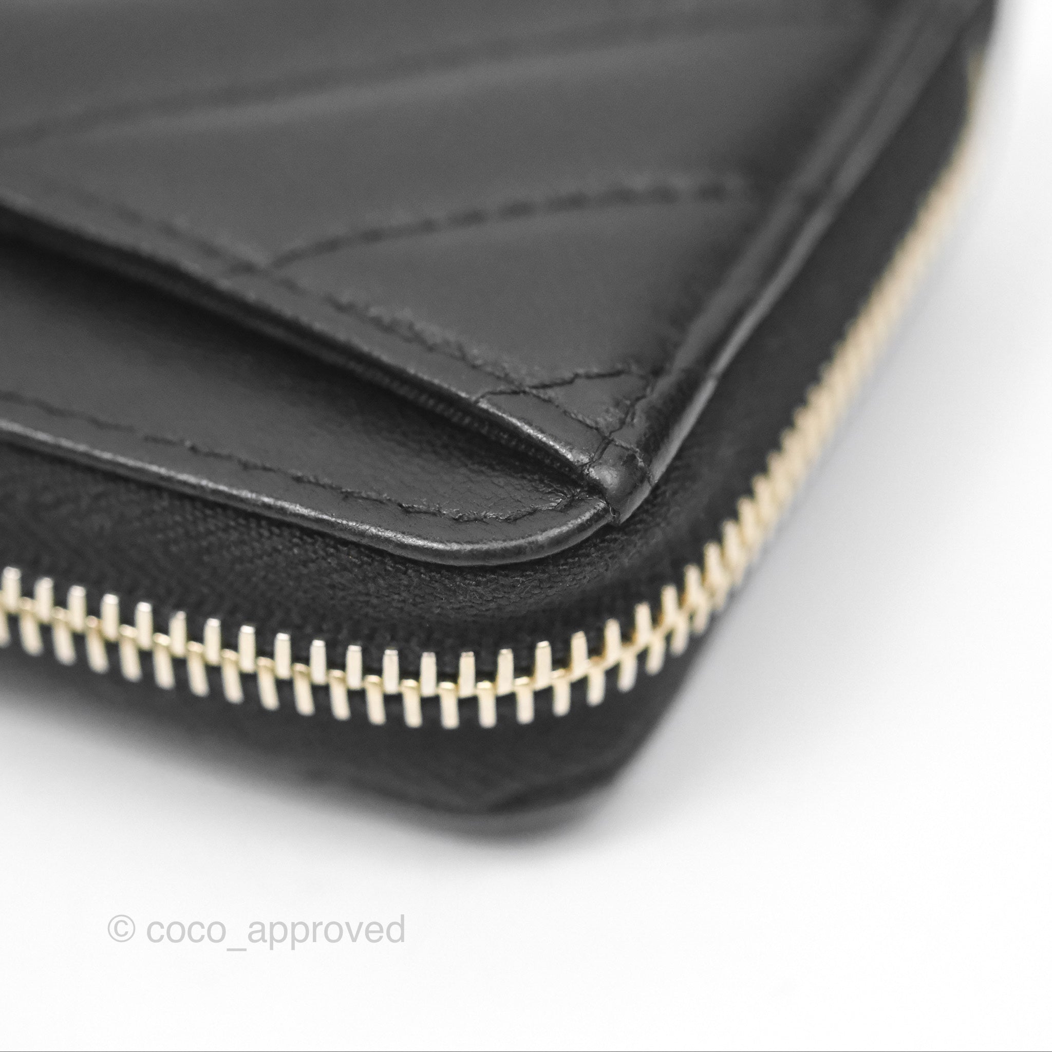 Chanel Chevron Zipped Coin Purse - Black Lambskin with Gold Hardware | Luxury Small Wallet for Women | Perfect for Parties, Travel & Everyday Use