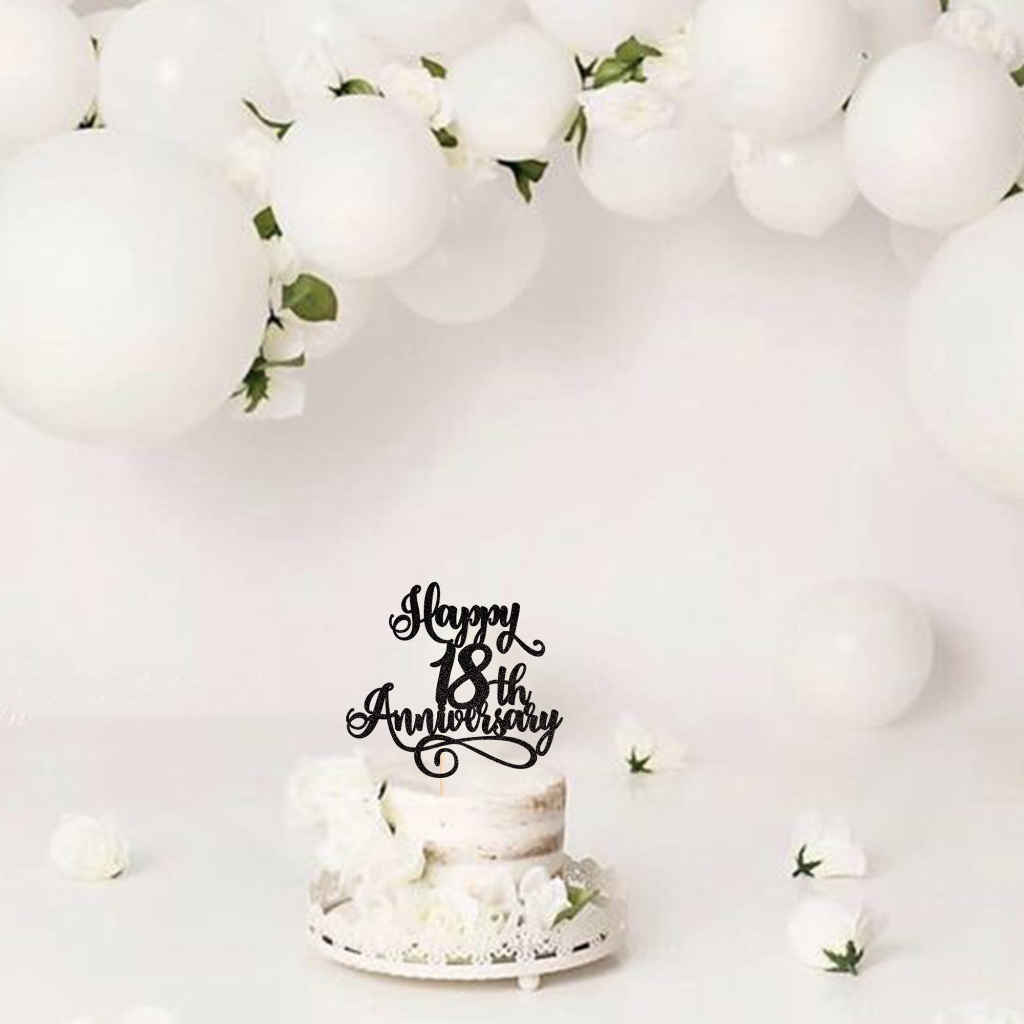 Rsstarxi 1 Pack Glitter 'Cheers to 18 Years' Cake Topper - Happy 18th Anniversary & Birthday Party Decorations (Black) - Perfect for Wedding Anniversaries, Milestone Birthdays & Celebration Cakes