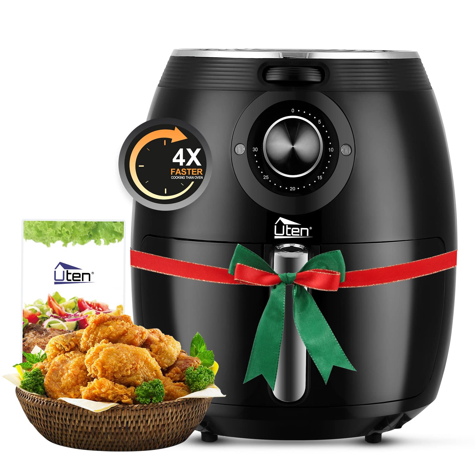 5.8QT/1700W Air Fryer with Temperature Control & Timer - Nonstick Basket, Dishwasher Safe - Perfect for Parties, Family Dinners & Healthy Cooking (Black)