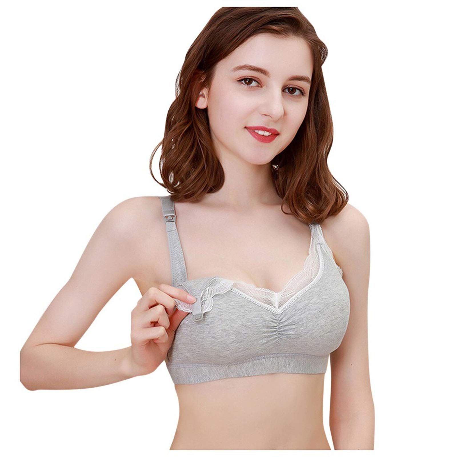 Seamless Lace Bras for Women - Breathable, Extra-Elastic Nursing & Sleep Bras in Pink, Gray & Nude (XXL) | Perfect for Daily Wear, Maternity & Comfortable Nighttime Use