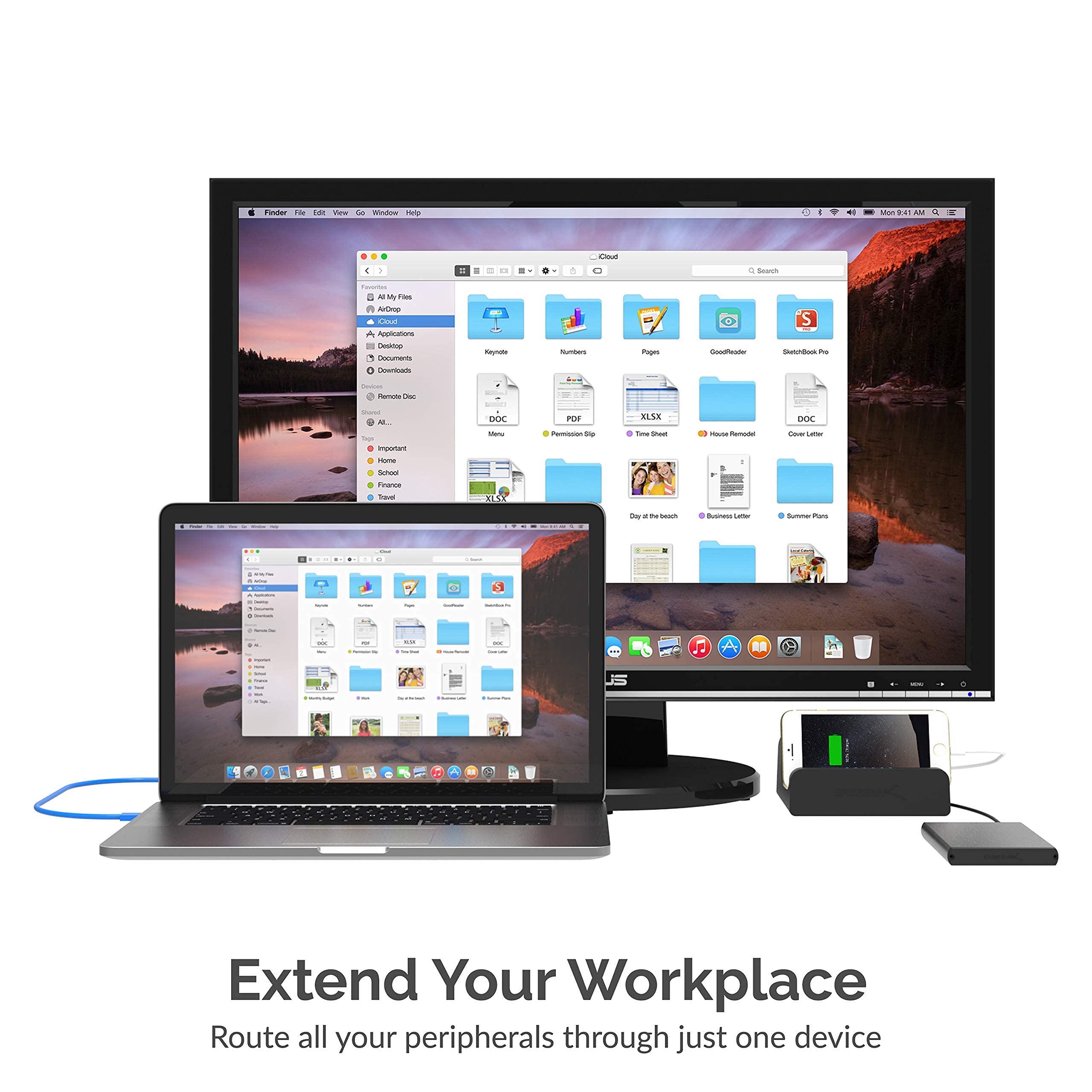 Sabrent Universal USB-C Laptop Docking Station with 4K HDMI, Ethernet, 6 Ports & Mini Wireless Mouse - Portable Travel Dock for MacBook, Dell, HP - Ideal for Home Office, Remote Work & Business Travel