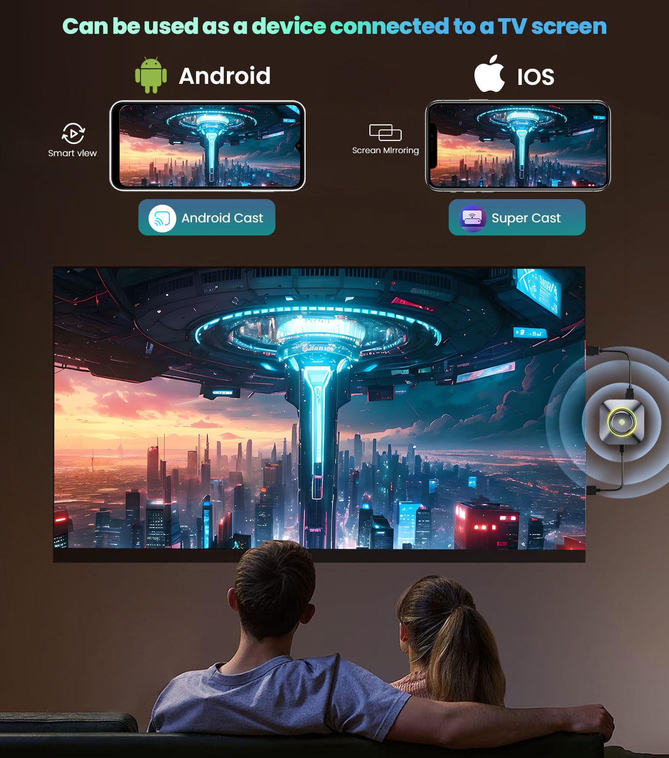 Wireless CarPlay Adapter 2.0 - Apple CarPlay & Android Auto Wireless Streaming Dongle for Factory Wired Cars - Supports Netflix, YouTube, TikTok - Perfect for Road Trips, Commuting & In-Car Entertainment