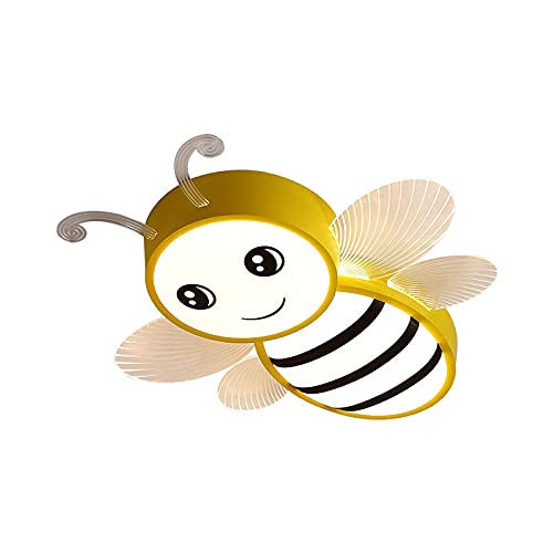 LITFAD Cartoon Bee LED Ceiling Light - Modern Macaron Flush Mount Chandelier for Nursery, Kids Room & Kindergarten - Energy Saving Creative Lighting for Girls Bedroom (Yellow) - Perfect for Children's Playroom, Daycare Center & Toddler Bedroom Decor