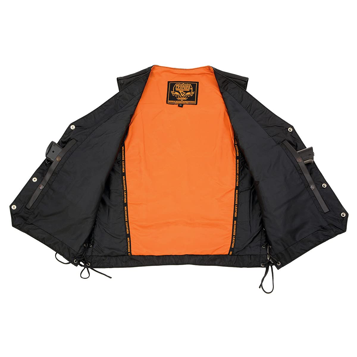 Milwaukee Men's 1.4mm Genuine Cowhide Leather Lace-Up Vest - Stylish Biker Jacket for Motorcycle Riding, Casual Outfits & Outdoor Adventures