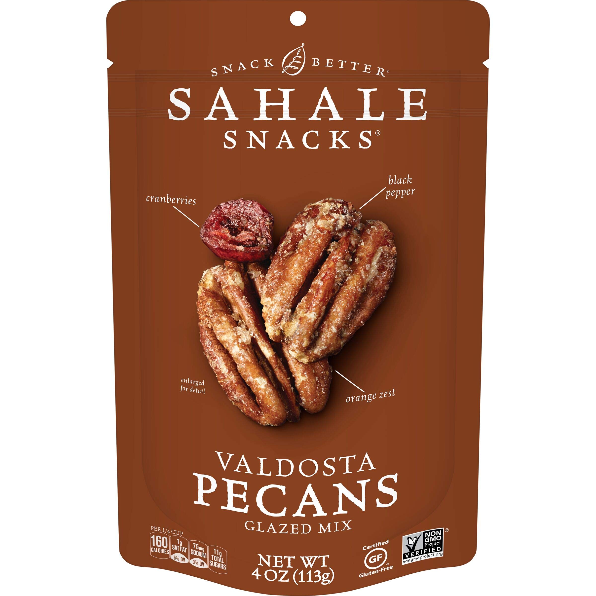 Sahale Snacks Valdosta Pecans - Gluten Free Roasted Pecans with Sea Salt, 4oz Bag | Healthy Snacks for Office, Travel & Hiking | Premium Nut Snack for Gifts & Parties