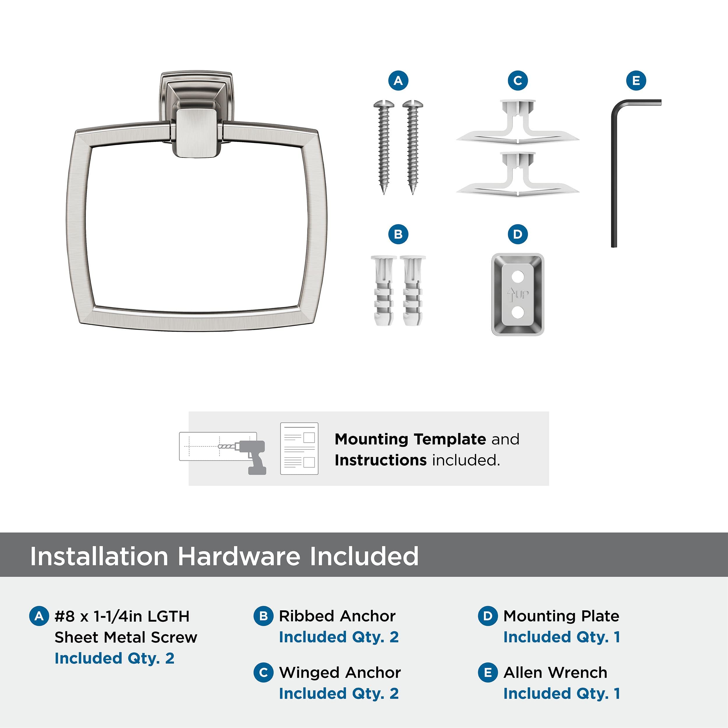 Brushed Nickel Towel Ring Holder - 6-13/16