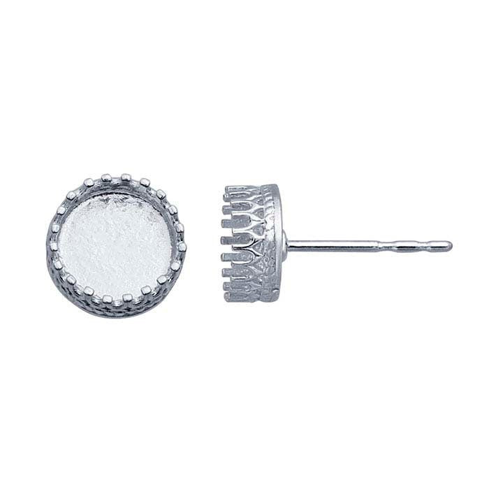 Sterling Silver 4mm to 8mm Round Cabochon Post Earrings - Blank Jewelry Settings for Gemstones - Perfect for DIY Earring Making, Gift Giving & Everyday Wear