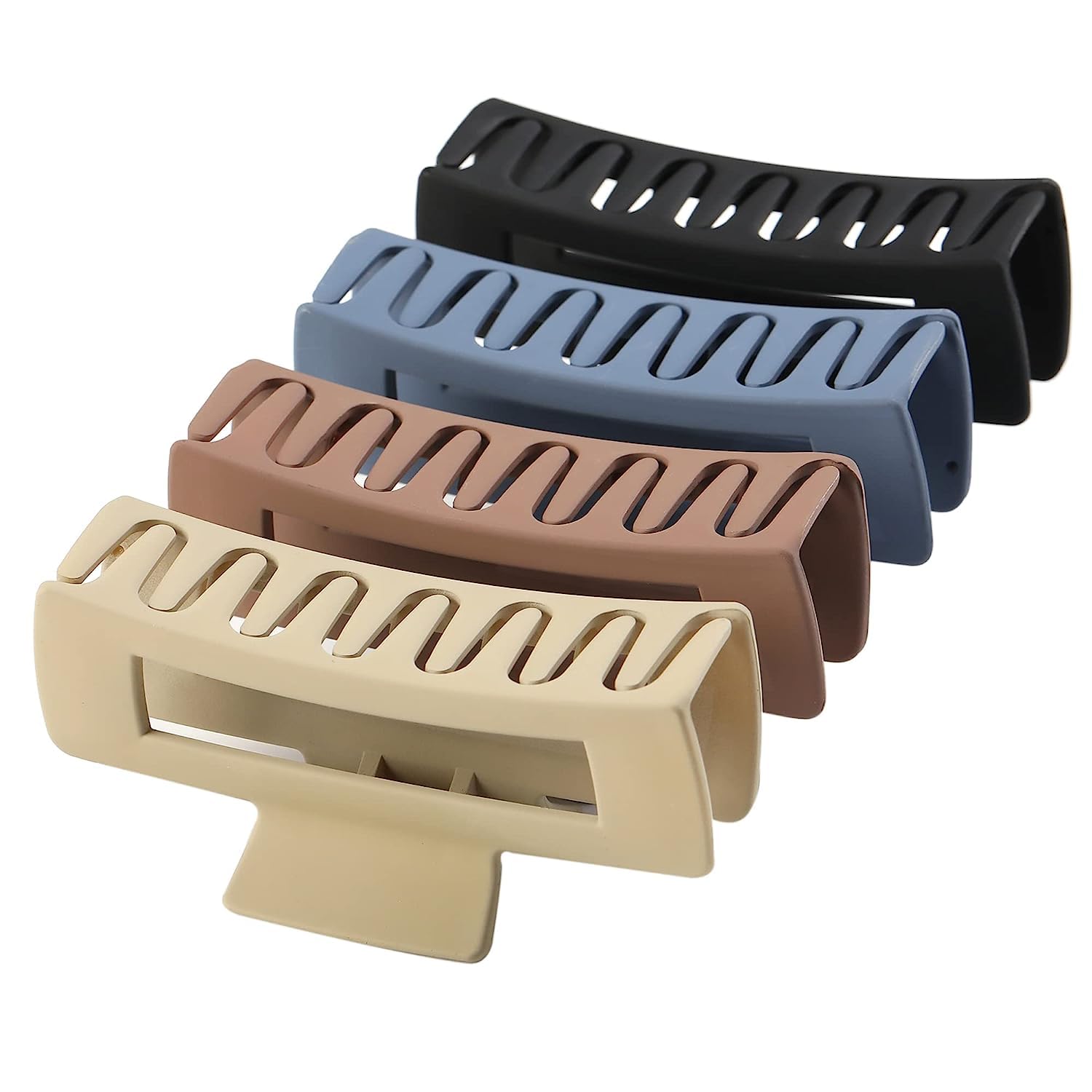 Women's Large Hair Clips - 4 Pack High Elasticity Rectangular Claw Clips for Thin & Thick Hair | Non-Slip Fashion Hair Accessories | Perfect for Work, Gym & Everyday Hairstyles